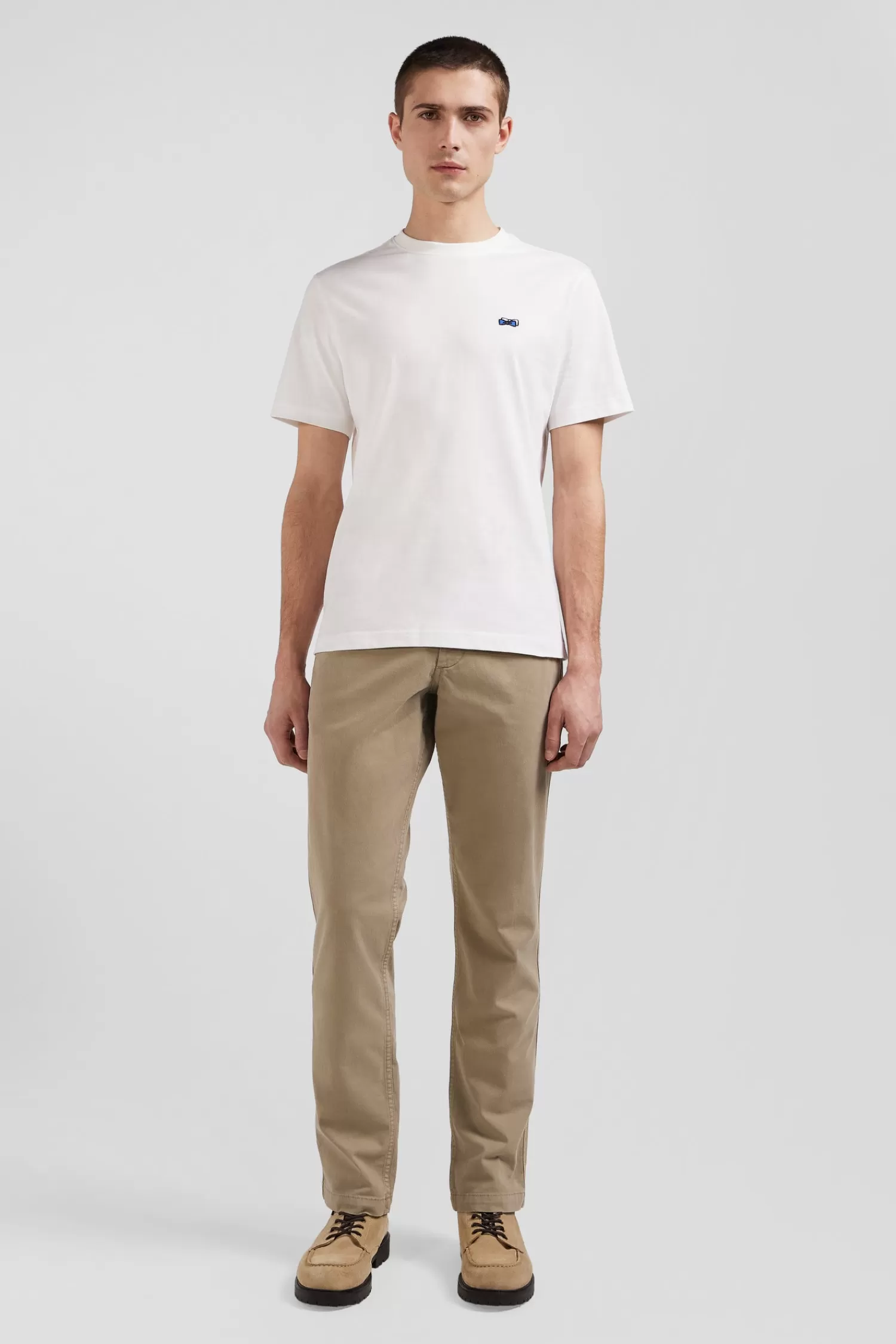 Eden Park Regular ecru short-sleeved cotton T-shirt with back embroidery< T-shirts