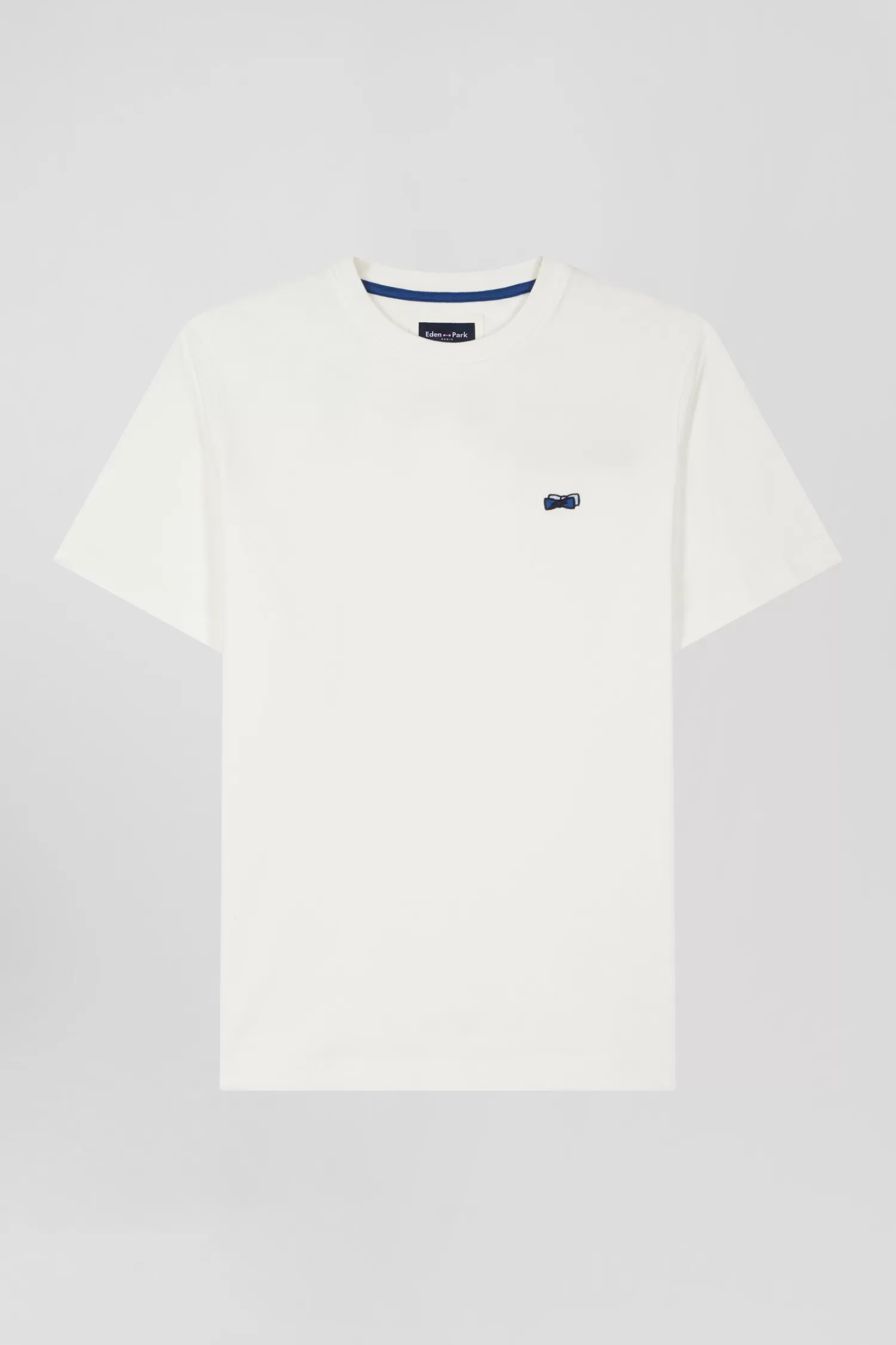 Eden Park Regular ecru short-sleeved cotton T-shirt with back embroidery< T-shirts