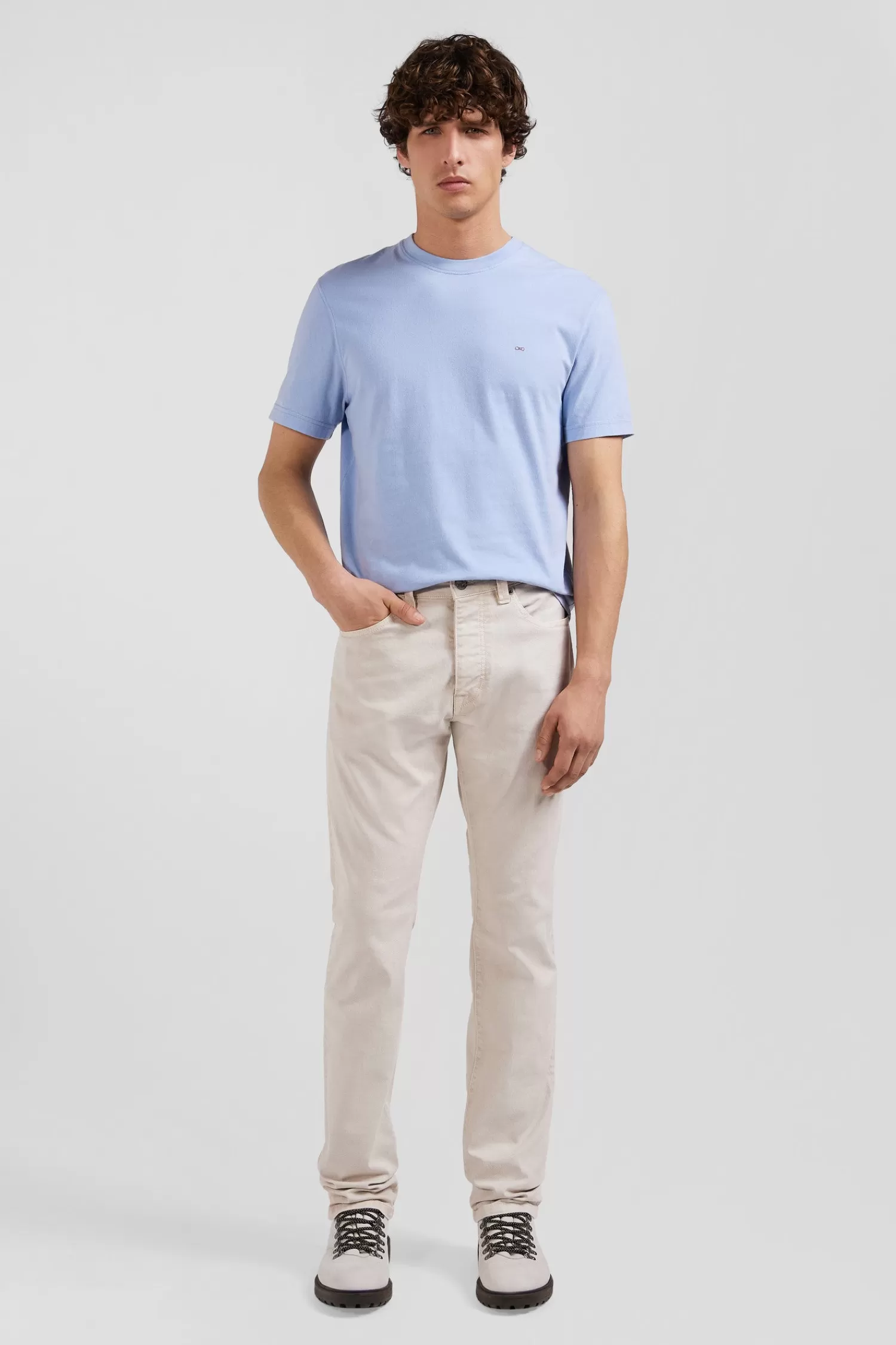 Eden Park Regular ecru stretch cotton 5-pocket trousers< Pants