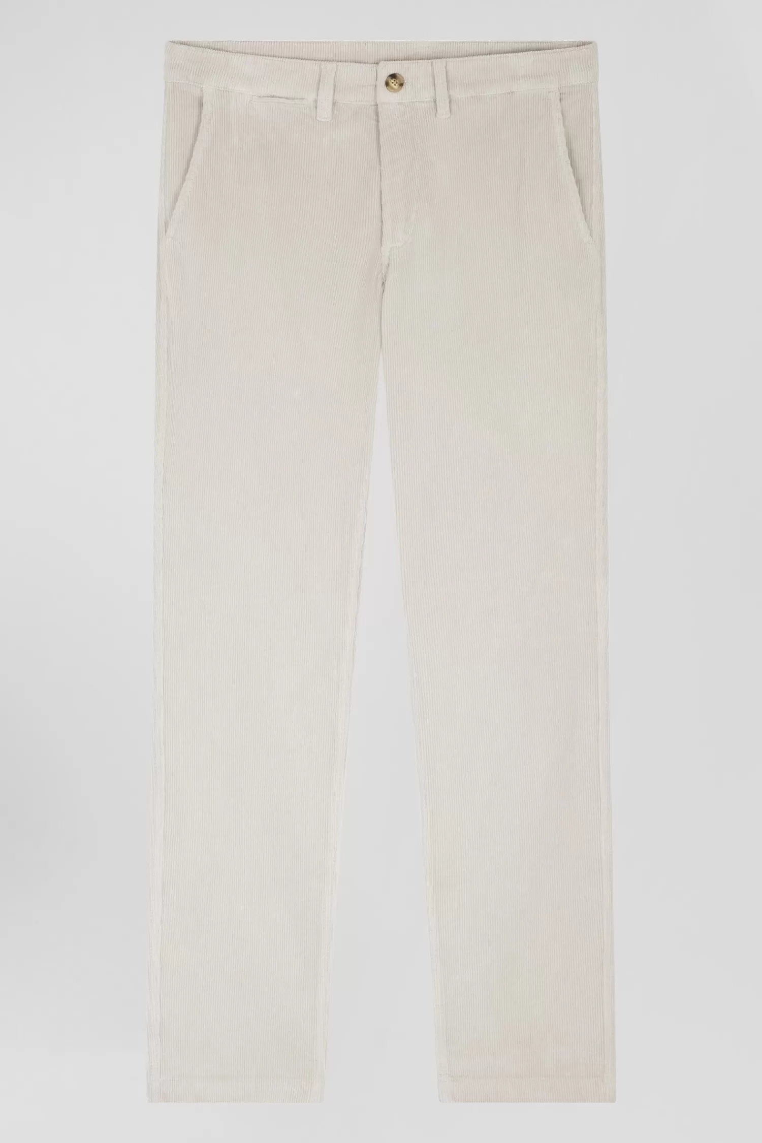 Eden Park Regular ecru stretch cotton velvet chino trousers< Pants
