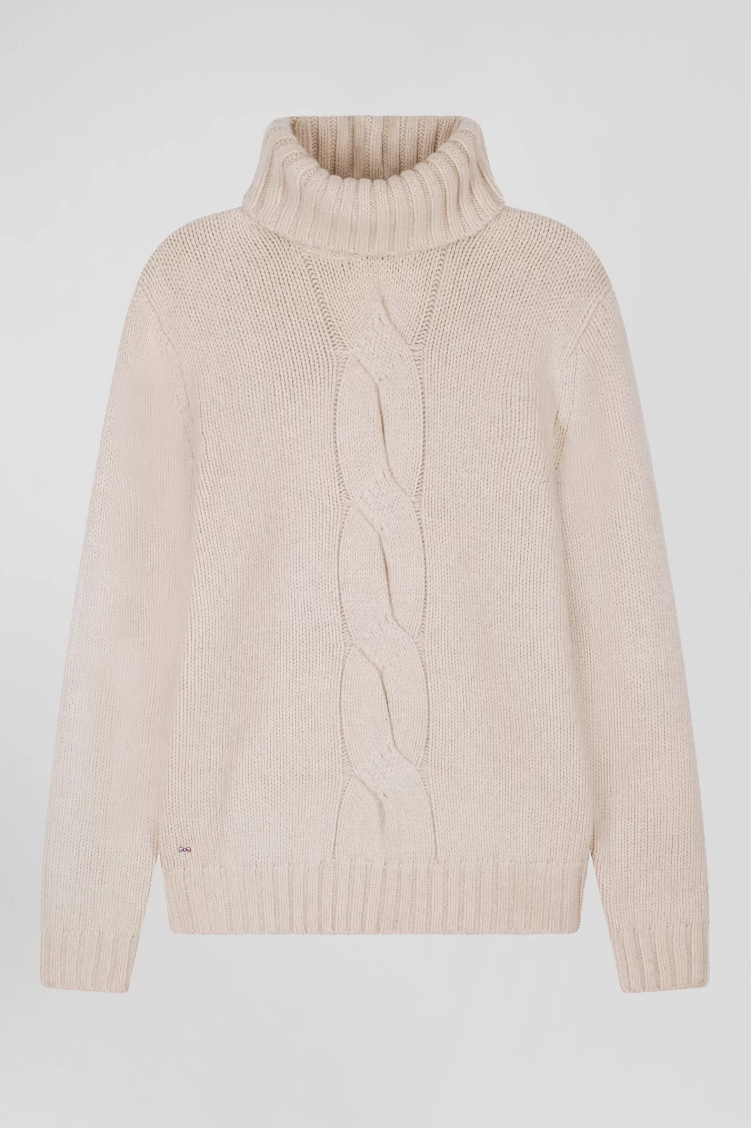 Eden Park Regular ecru virgin wool and recycled polyamide turtleneck jumper with 3D knitting< Sweaters