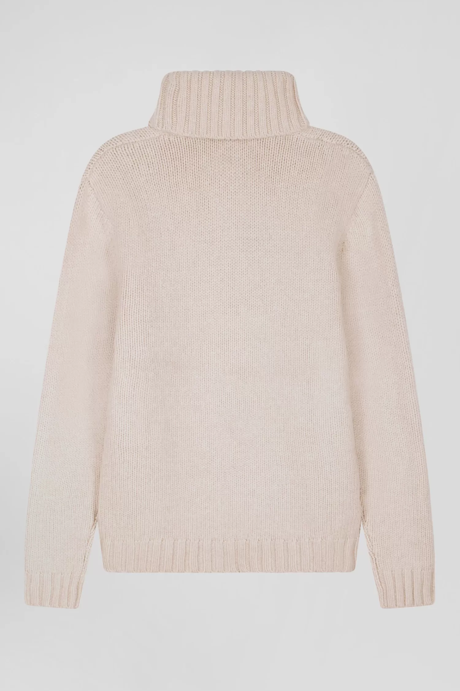 Eden Park Regular ecru virgin wool and recycled polyamide turtleneck jumper with 3D knitting< Sweaters