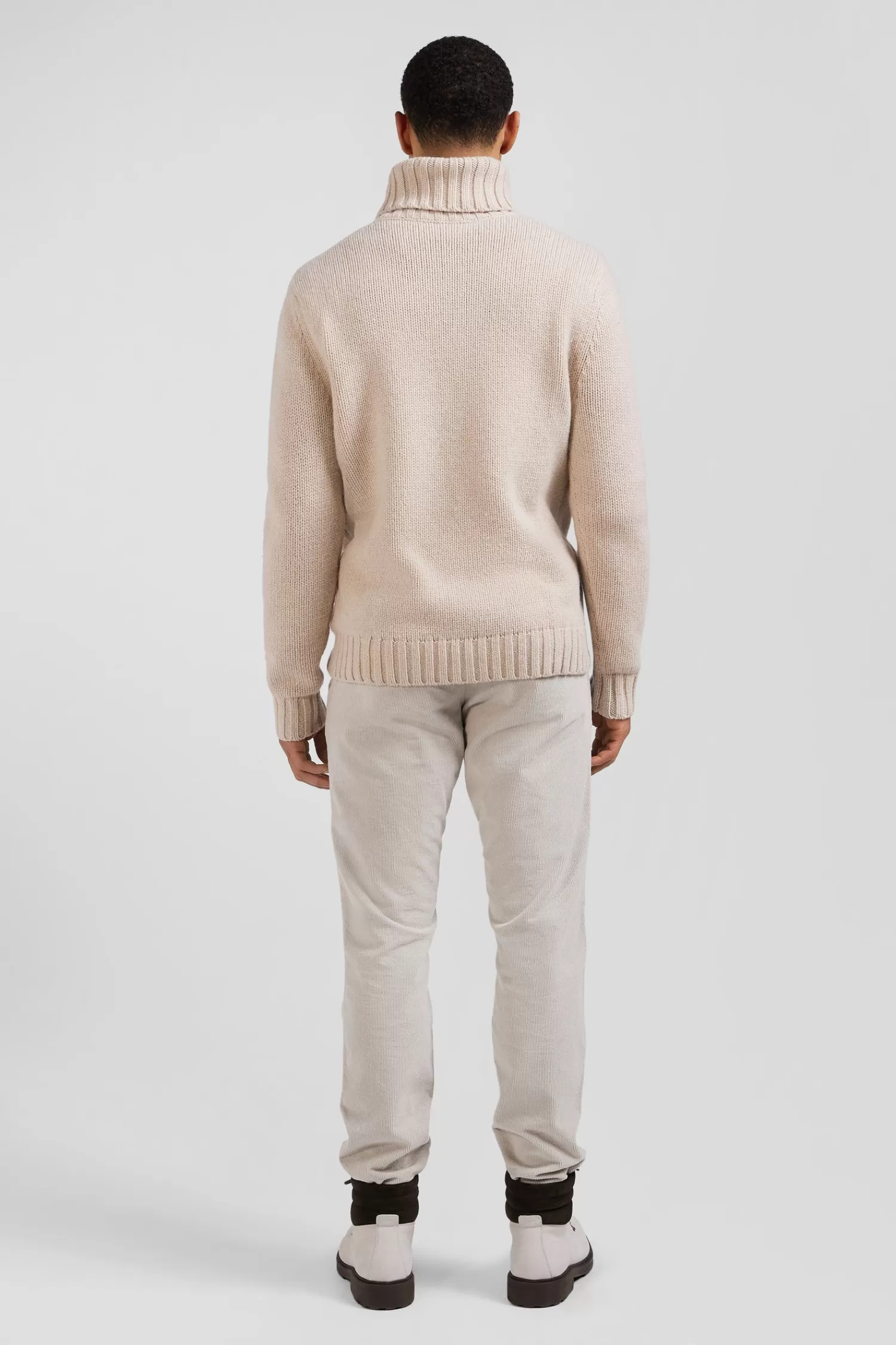 Eden Park Regular ecru virgin wool and recycled polyamide turtleneck jumper with 3D knitting< Sweaters