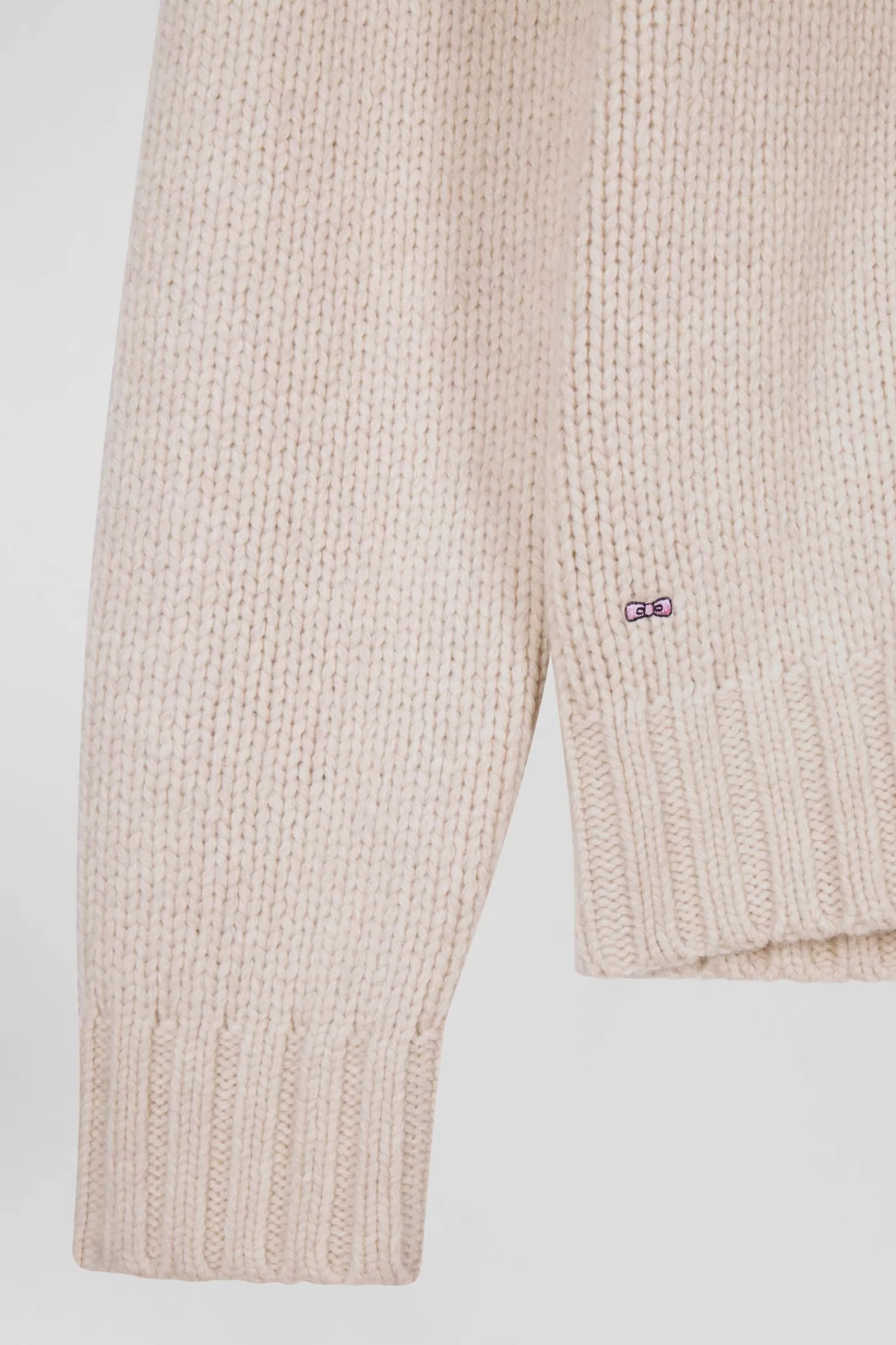 Eden Park Regular ecru virgin wool and recycled polyamide turtleneck jumper with 3D knitting< Sweaters