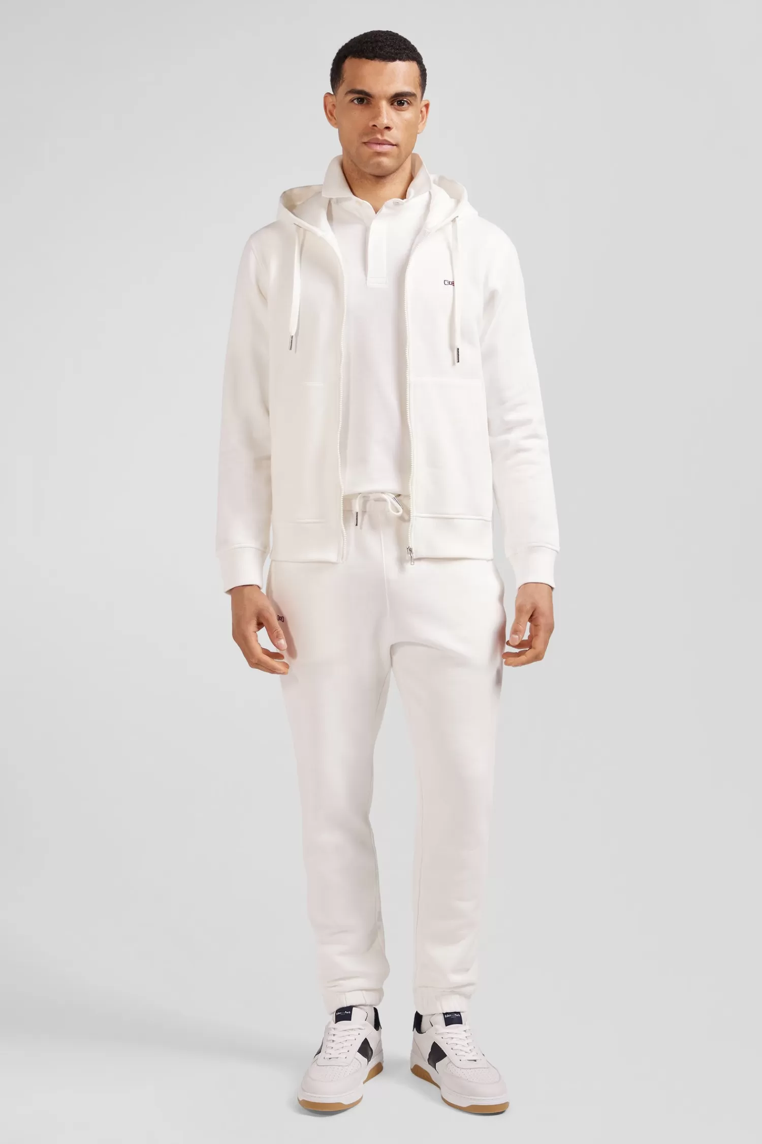 Eden Park Regular ecru zipped brushed cotton fleece hoodie< Sweatshirts