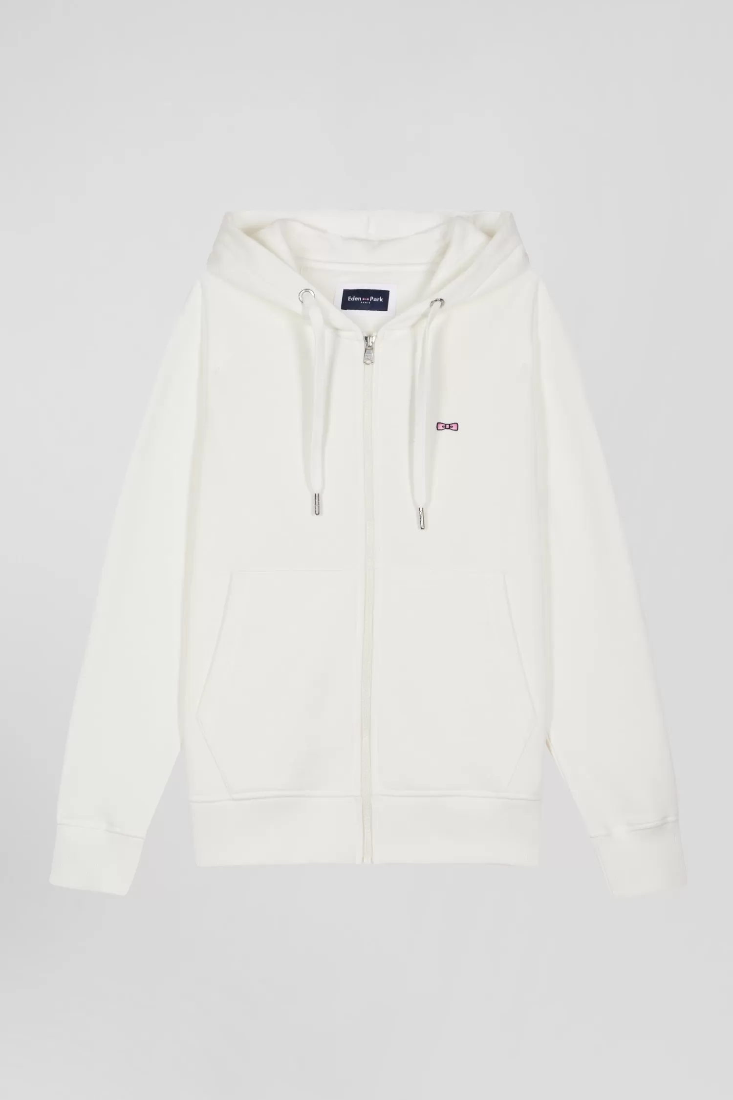 Eden Park Regular ecru zipped brushed cotton fleece hoodie< Sweatshirts