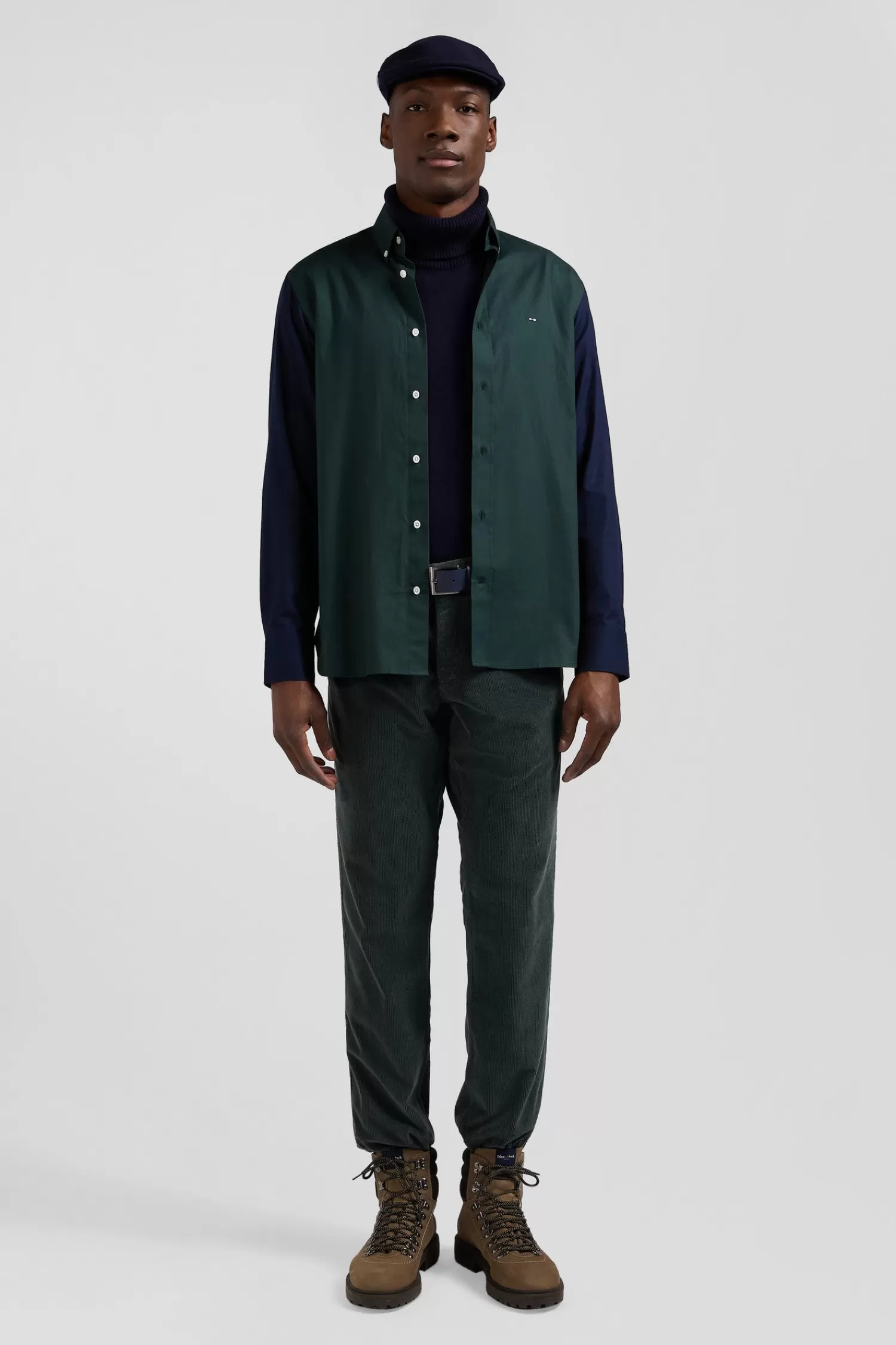 Eden Park Regular green and navy oxford cotton shirt with back embroidery< Shirts