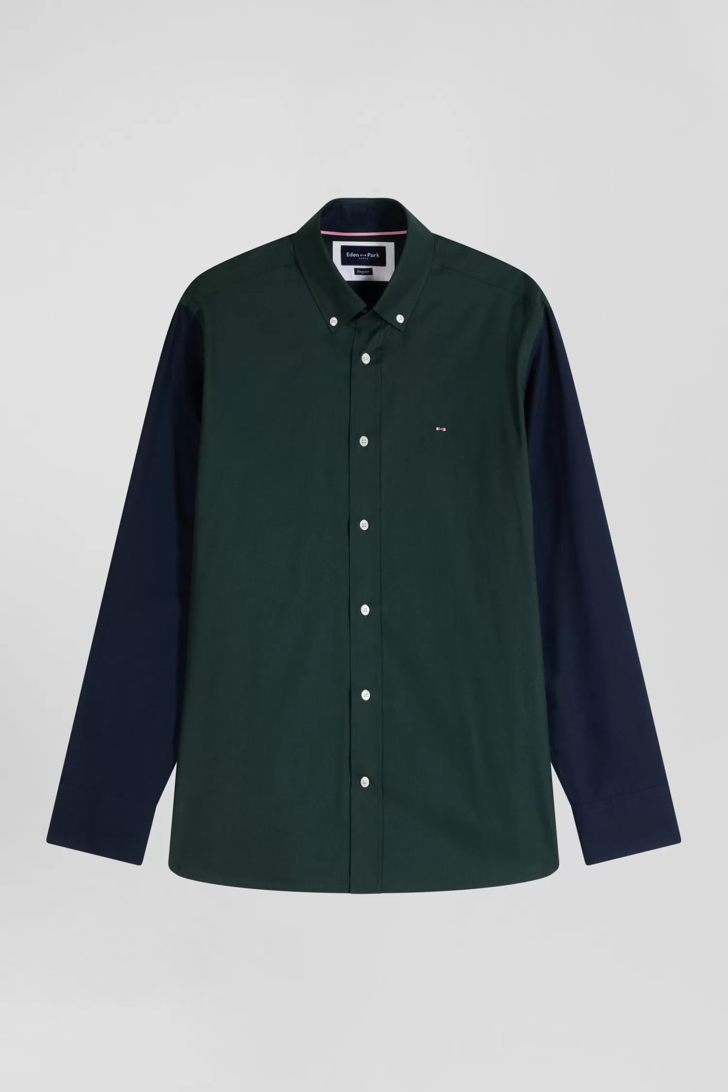 Eden Park Regular green and navy oxford cotton shirt with back embroidery< Shirts