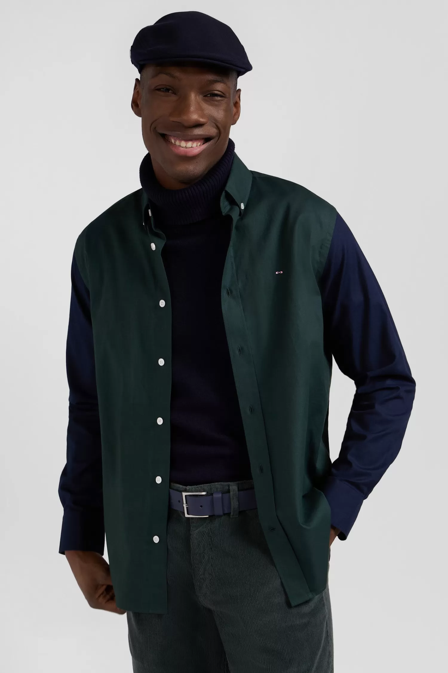 Eden Park Regular green and navy oxford cotton shirt with back embroidery< Shirts