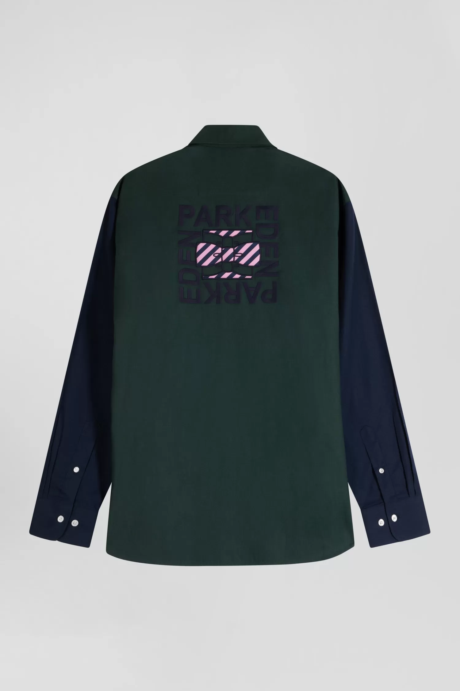 Eden Park Regular green and navy oxford cotton shirt with back embroidery< Shirts