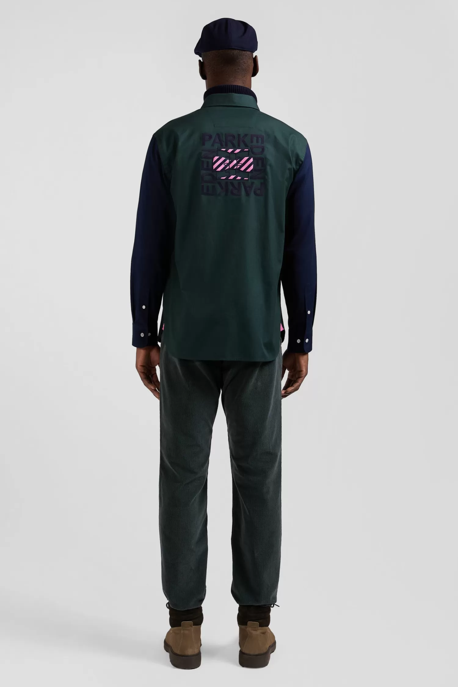 Eden Park Regular green and navy oxford cotton shirt with back embroidery< Shirts