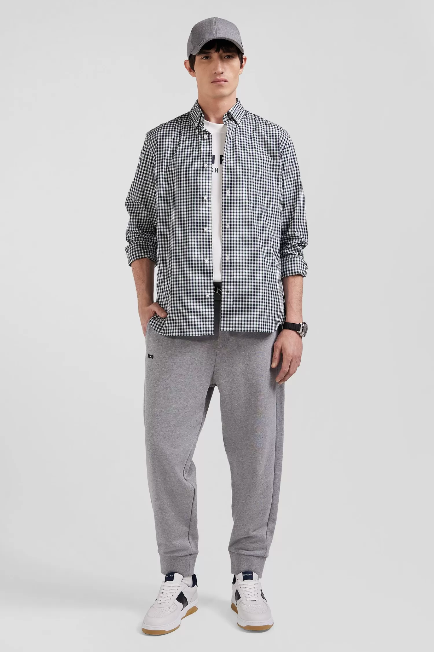 Eden Park Regular green and white checked cotton poplin shirt< Shirts