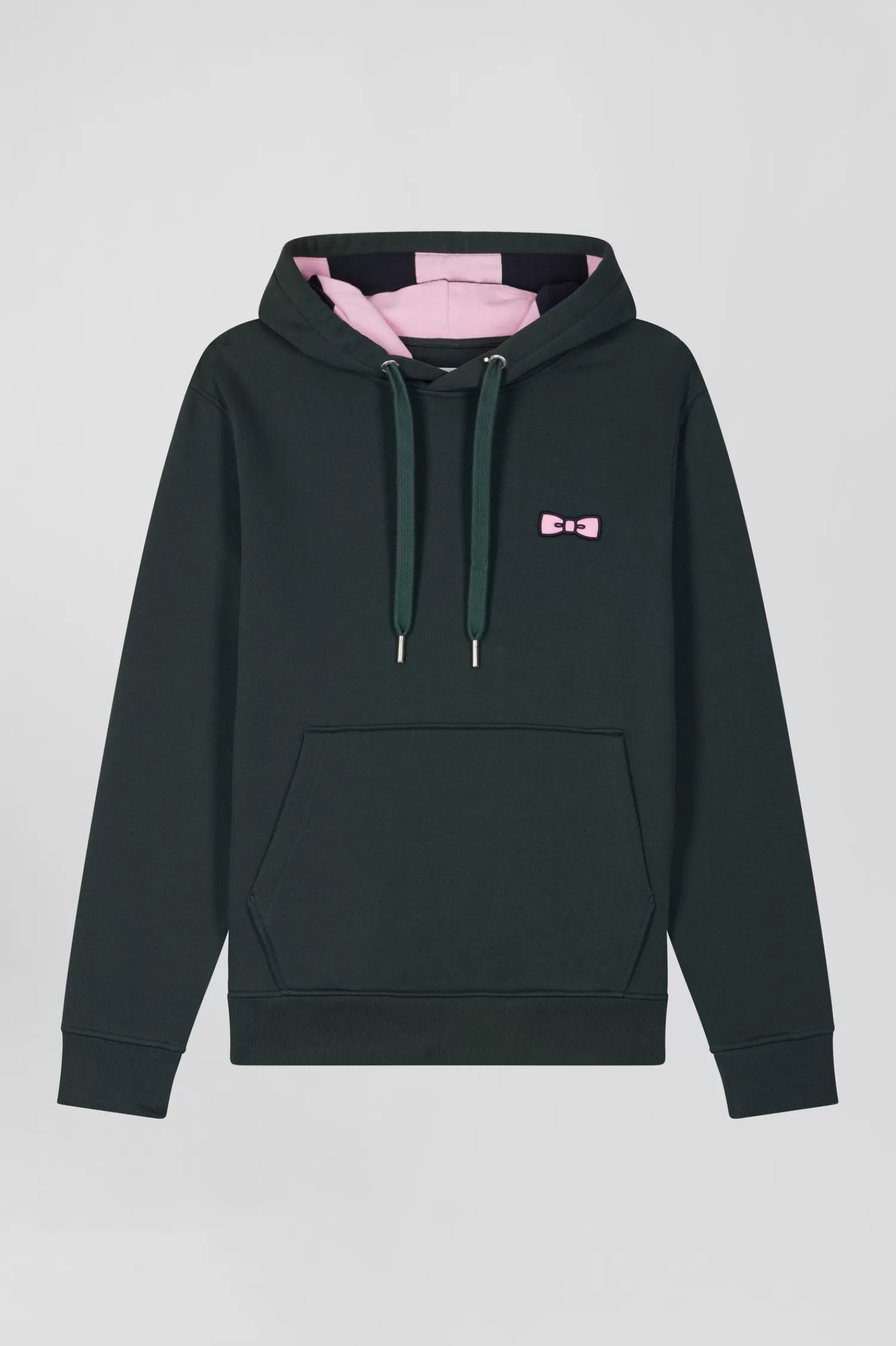 Eden Park Regular green brushed cotton fleece hoodie with embroidery< Sweatshirts