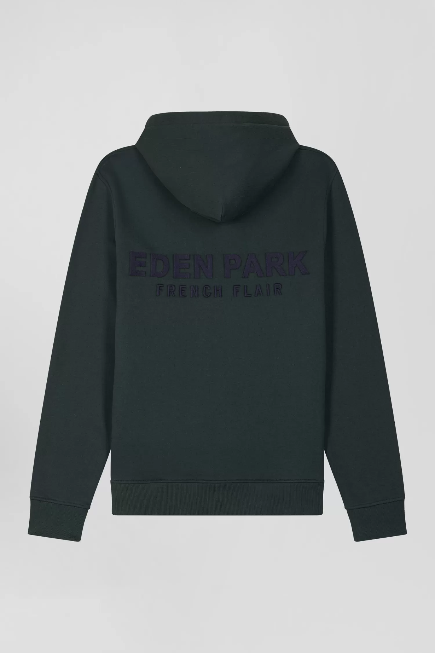 Eden Park Regular green brushed cotton fleece hoodie with embroidery< Sweatshirts