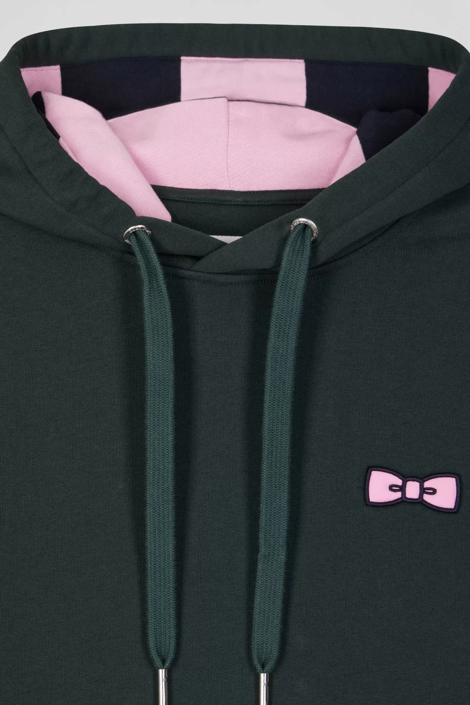 Eden Park Regular green brushed cotton fleece hoodie with embroidery< Sweatshirts