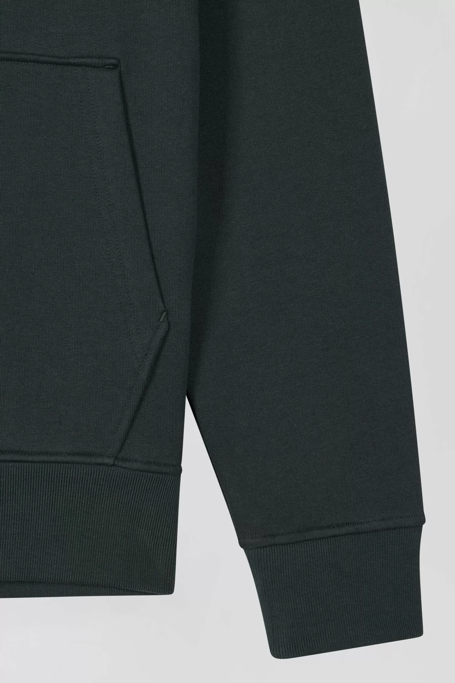 Eden Park Regular green brushed cotton fleece hoodie with embroidery< Sweatshirts