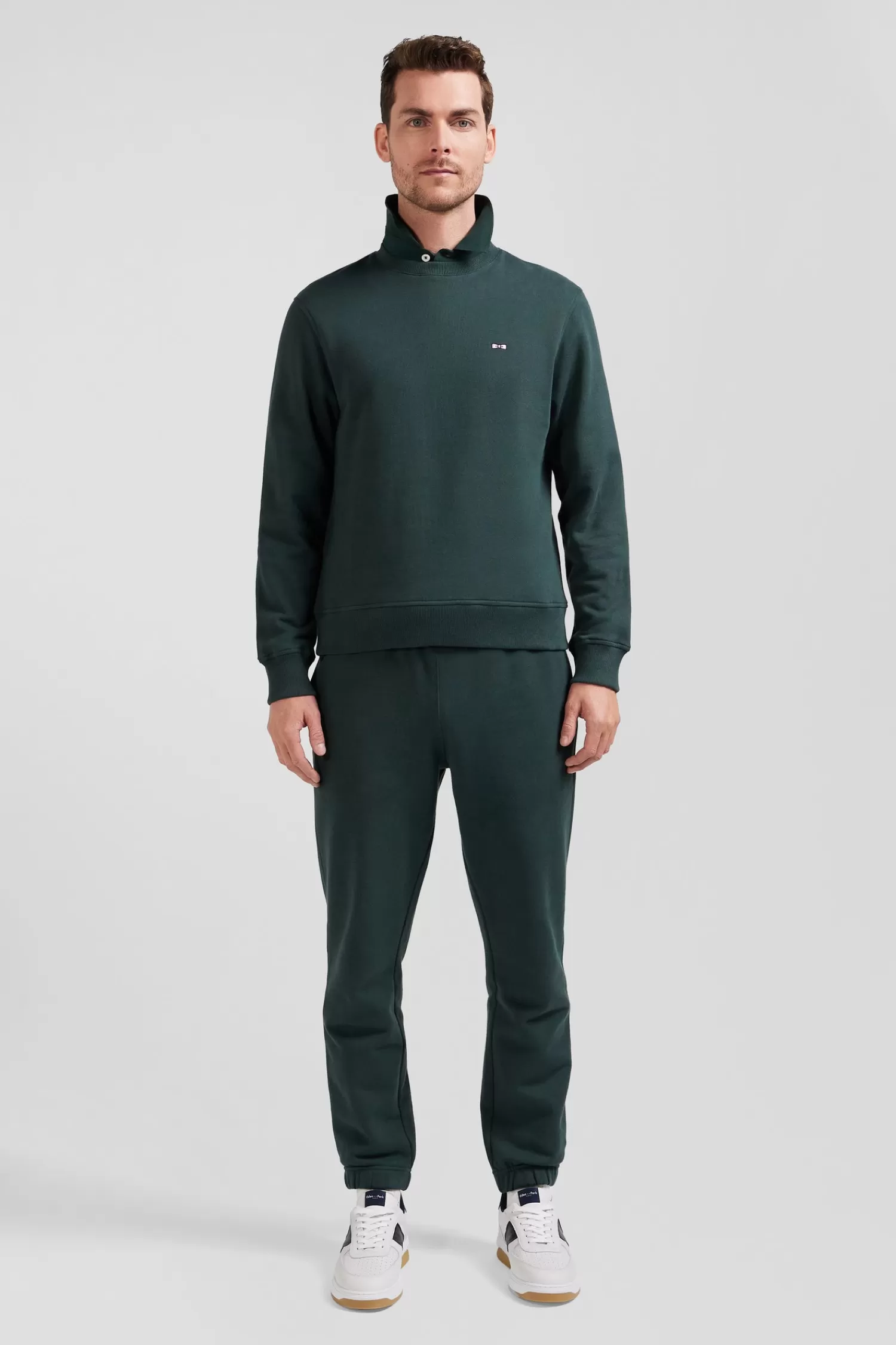 Eden Park Regular green brushed cotton fleece sweatshirt< Sweatshirts