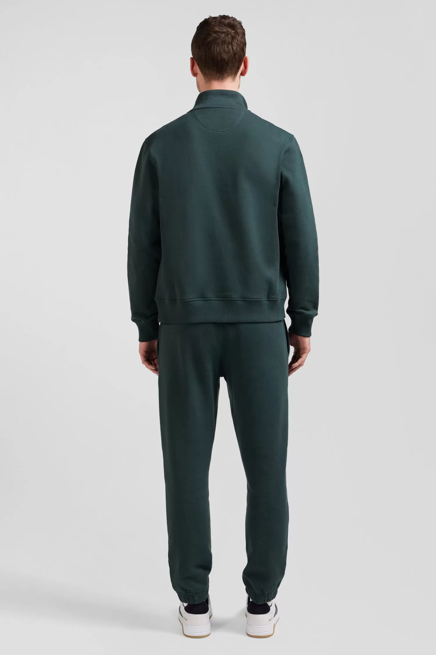 regular_green_brushed_cotton_fleece_sweatshirt_with_high_top_collar_5.webp Eden Park Regular green brushed cotton fleece sweatshirt with high top collar< Sweatshirts