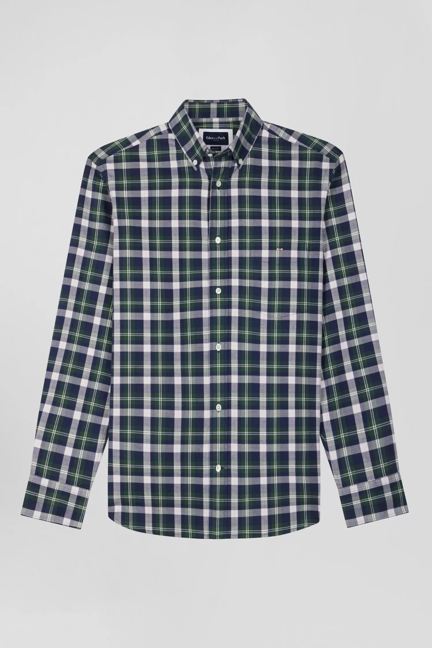 Eden Park Regular green checked cotton shirt< Shirts