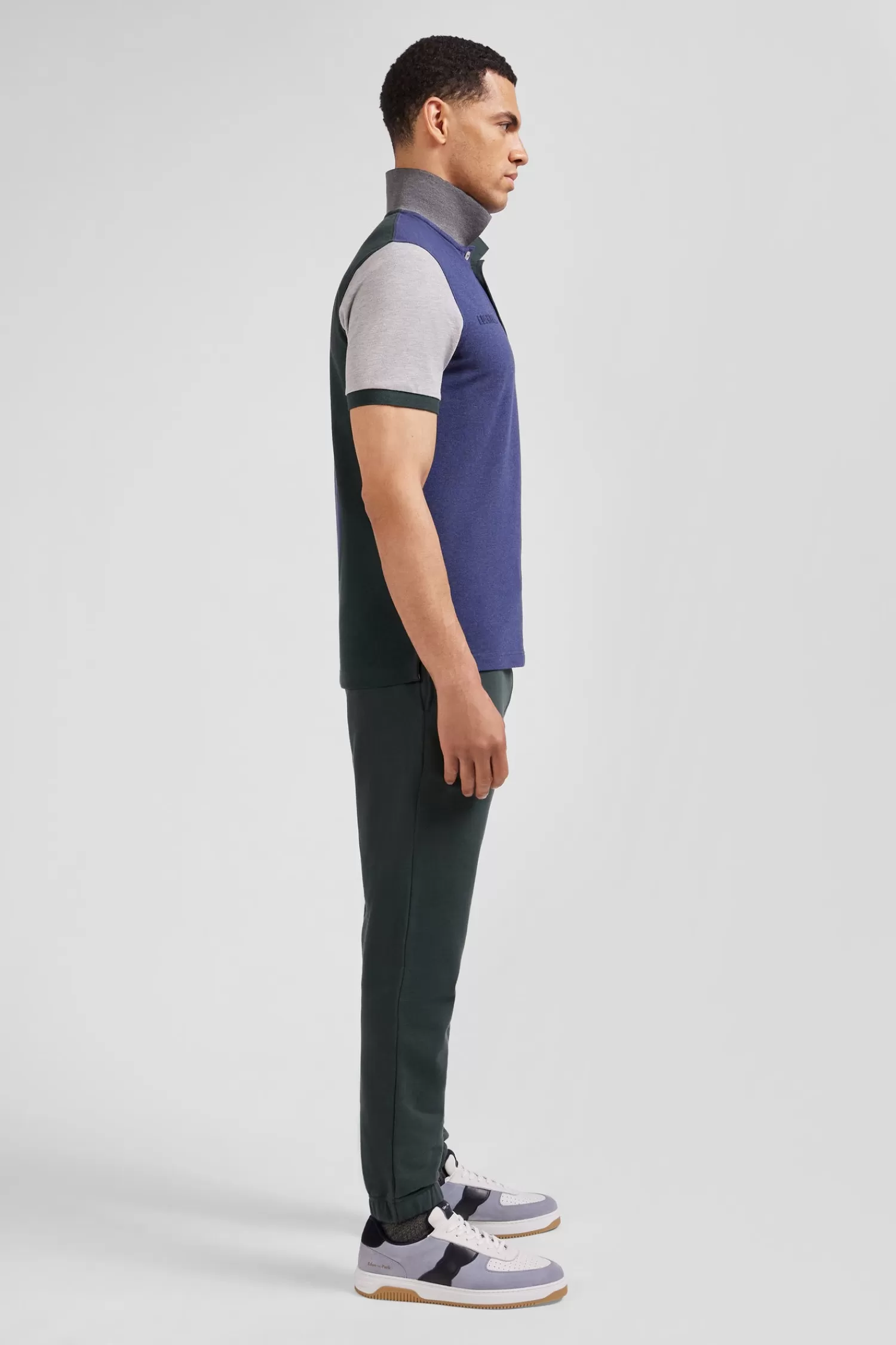 Eden Park Regular green colorblock short-sleeved cotton piqué polo shirt< Polos