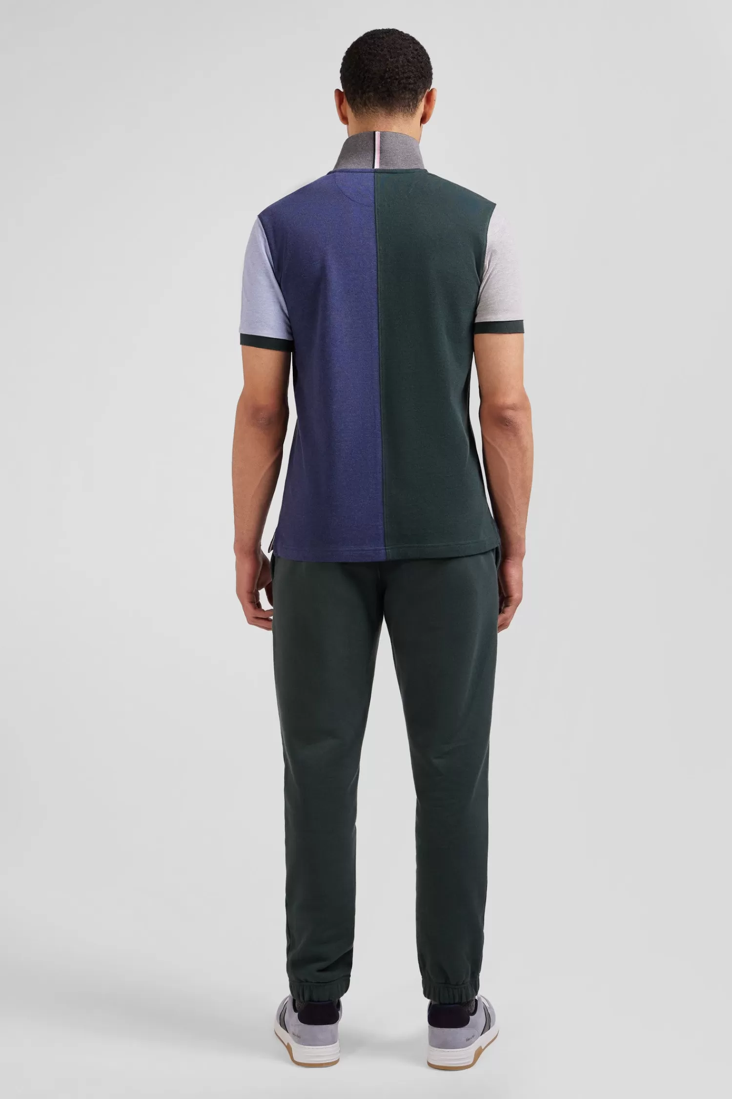 Eden Park Regular green colorblock short-sleeved cotton piqué polo shirt< Polos