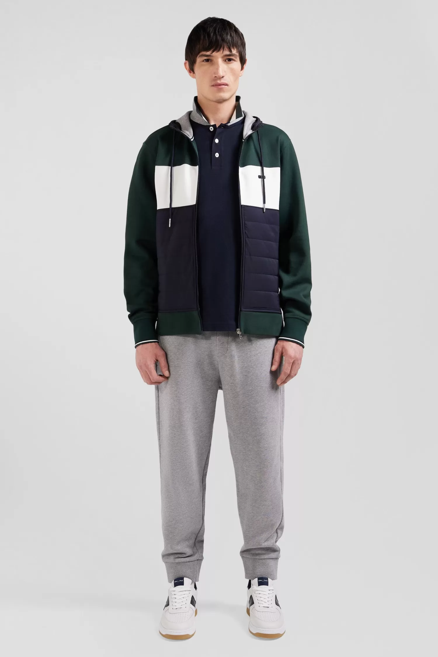 Eden Park Regular green cotton blend hoodie with padded front< Sweatshirts