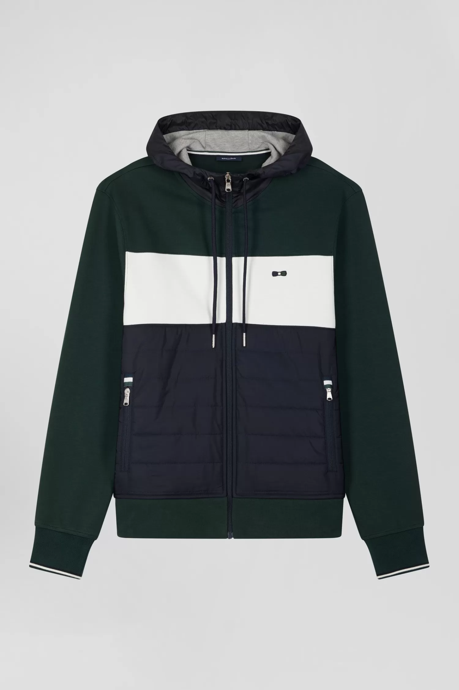 Eden Park Regular green cotton blend hoodie with padded front< Sweatshirts