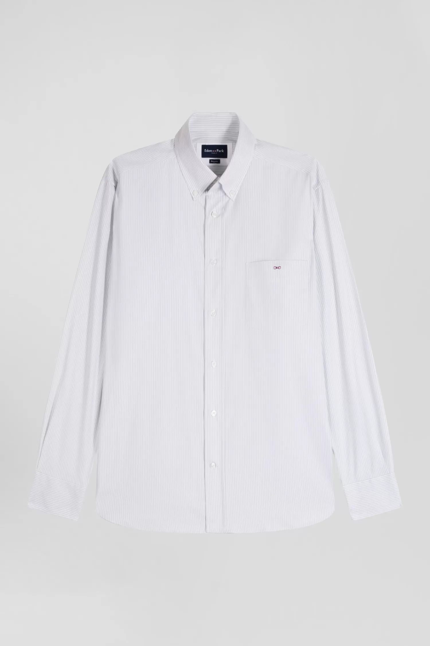 Eden Park Regular green cotton poplin shirt with baton stripes< Shirts