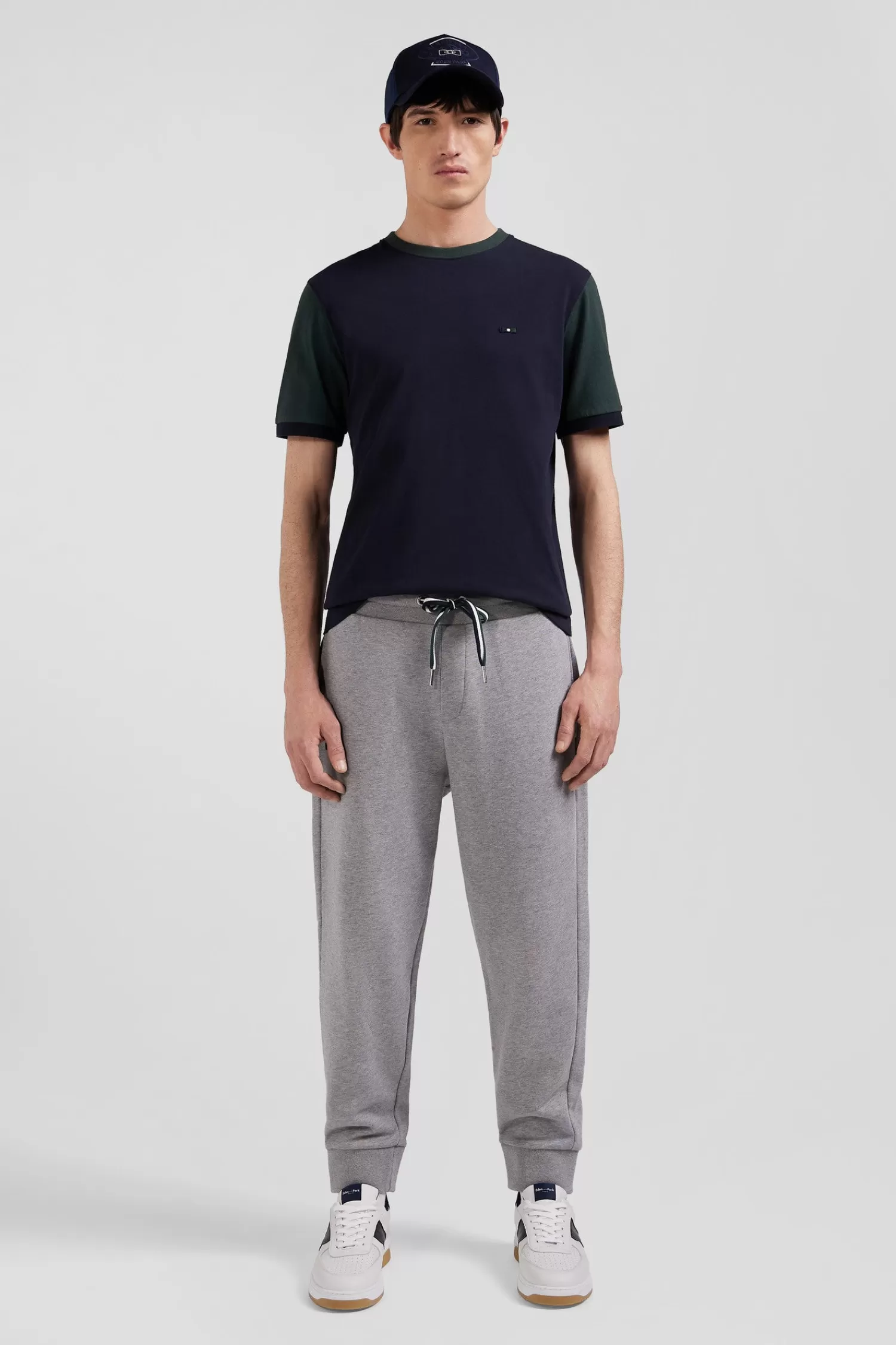 Eden Park Regular green cotton T-shirt with short contrasting sleeves< T-shirts