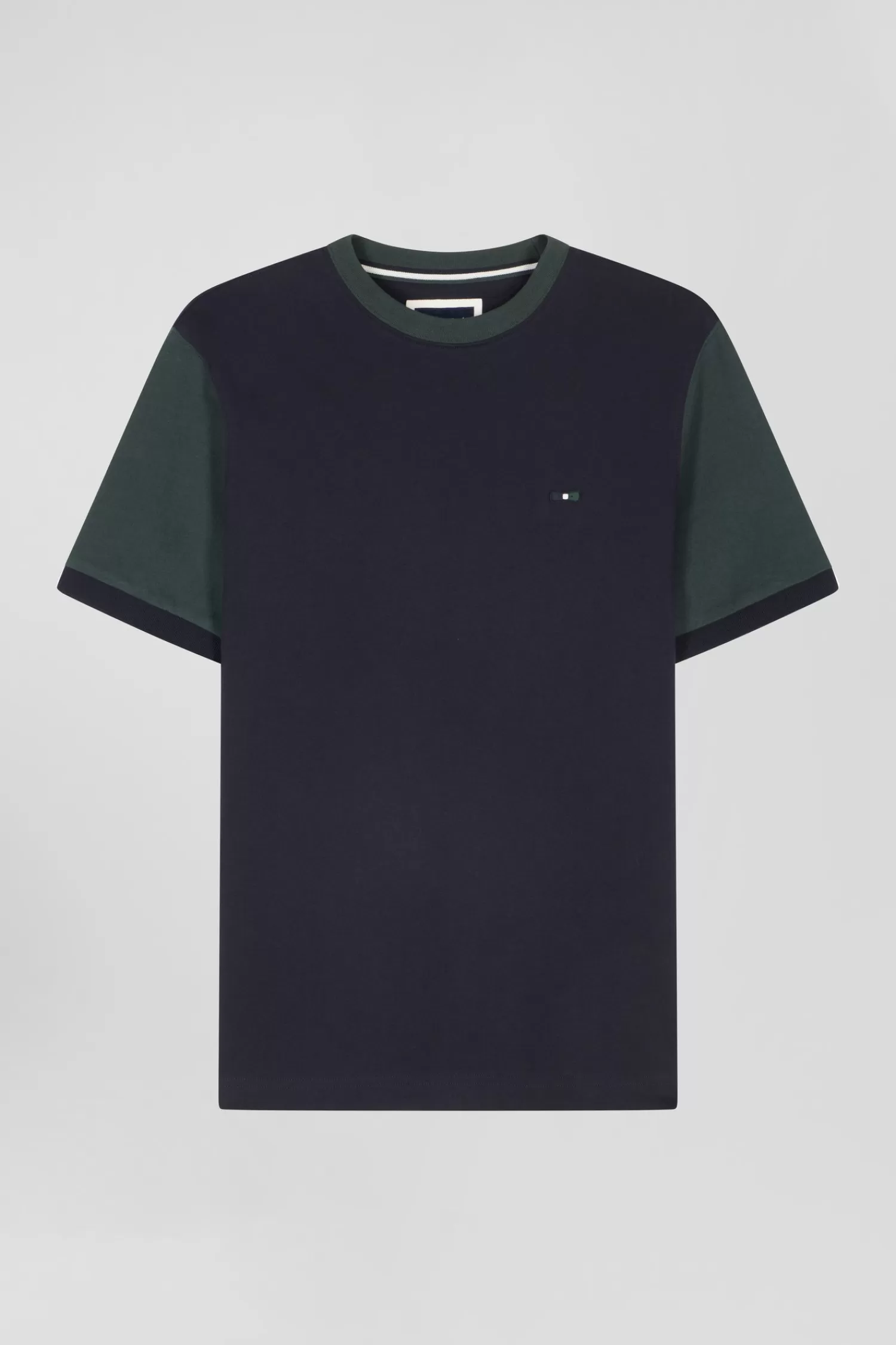 Eden Park Regular green cotton T-shirt with short contrasting sleeves< T-shirts