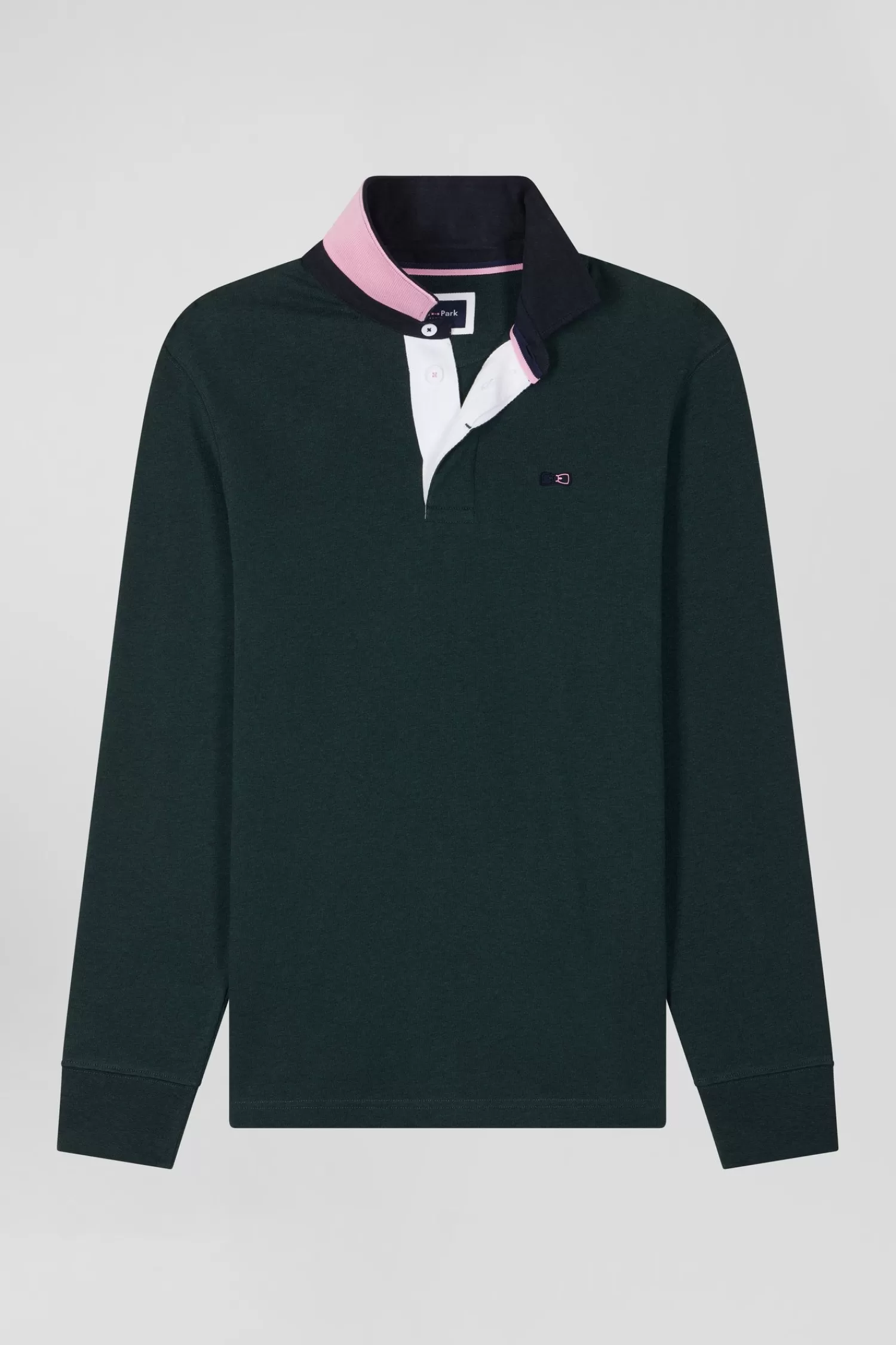 Eden Park Regular green long-sleeved cotton rugby shirt with bow tie details< Rugby Shirts