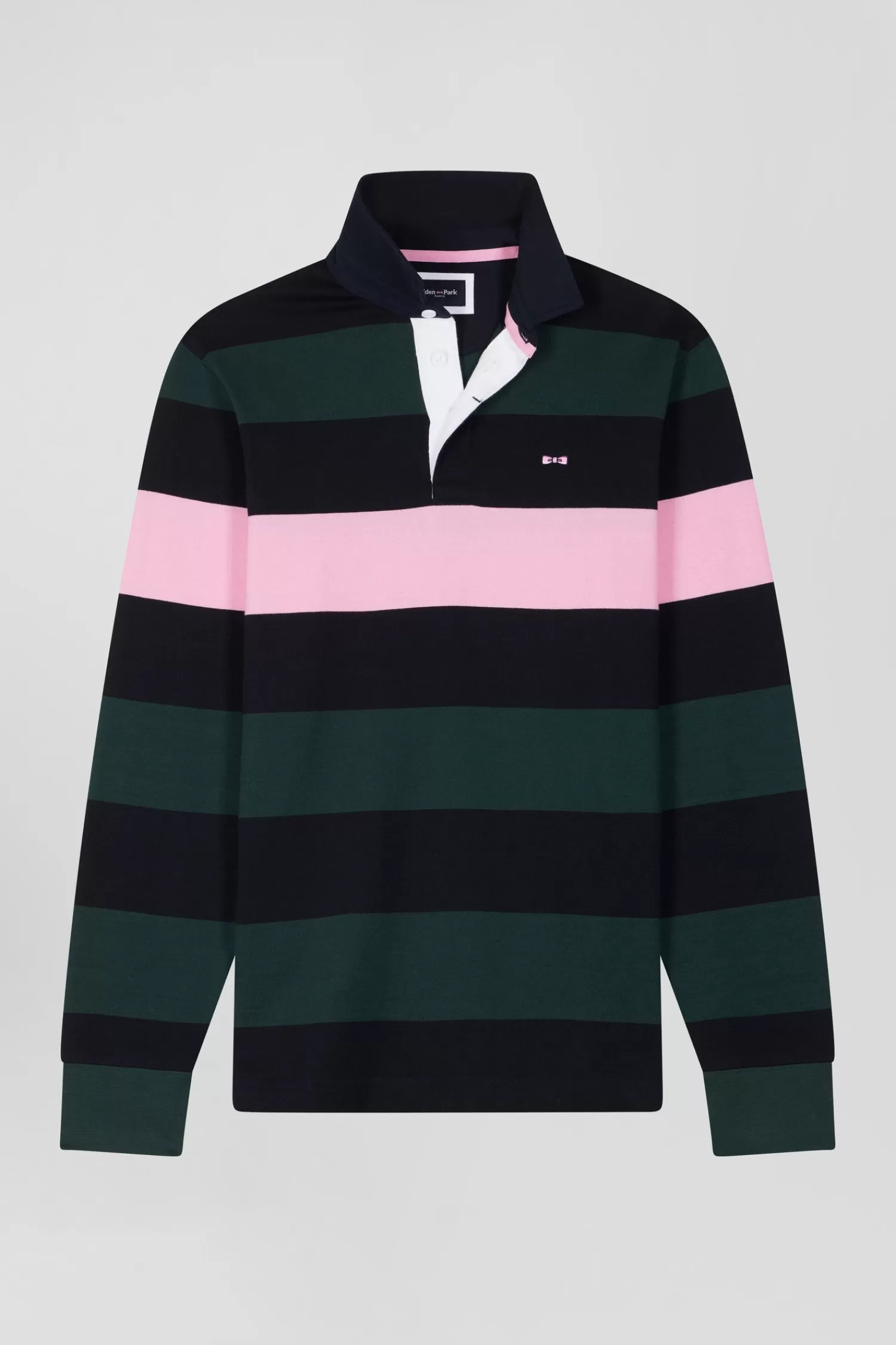 Eden Park Regular green long-sleeved striped cotton rugby shirt< Rugby Shirts
