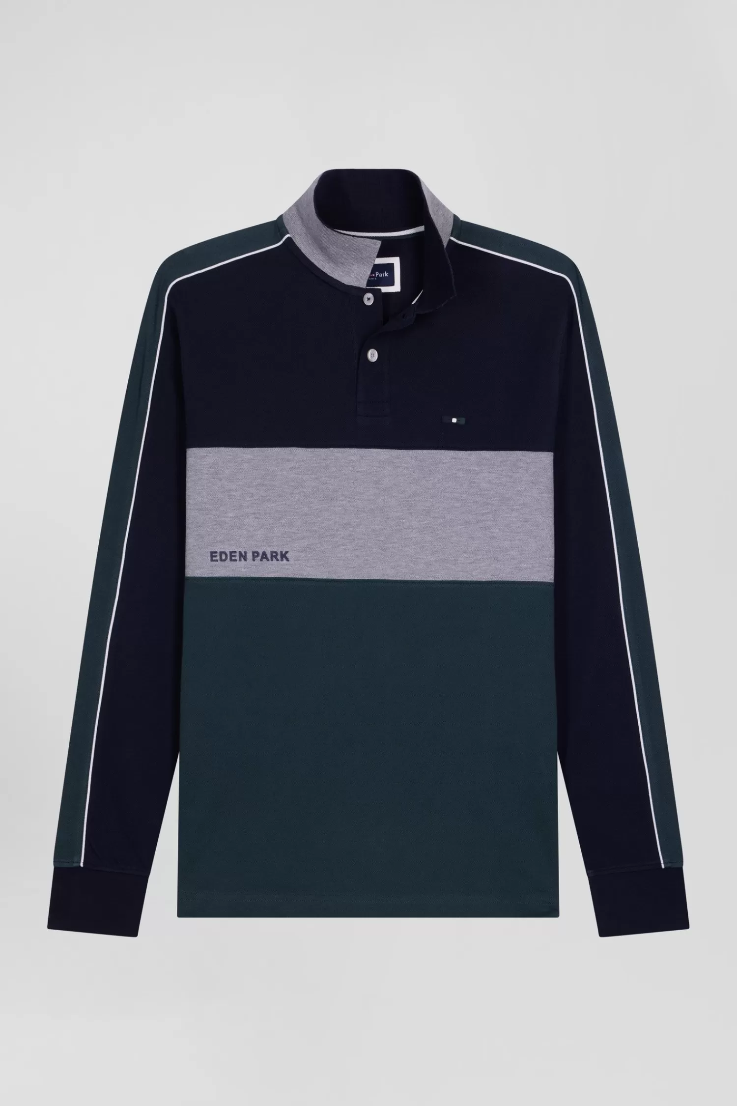 Eden Park Regular green mottled short-sleeved cotton piqué polo shirt< Polos