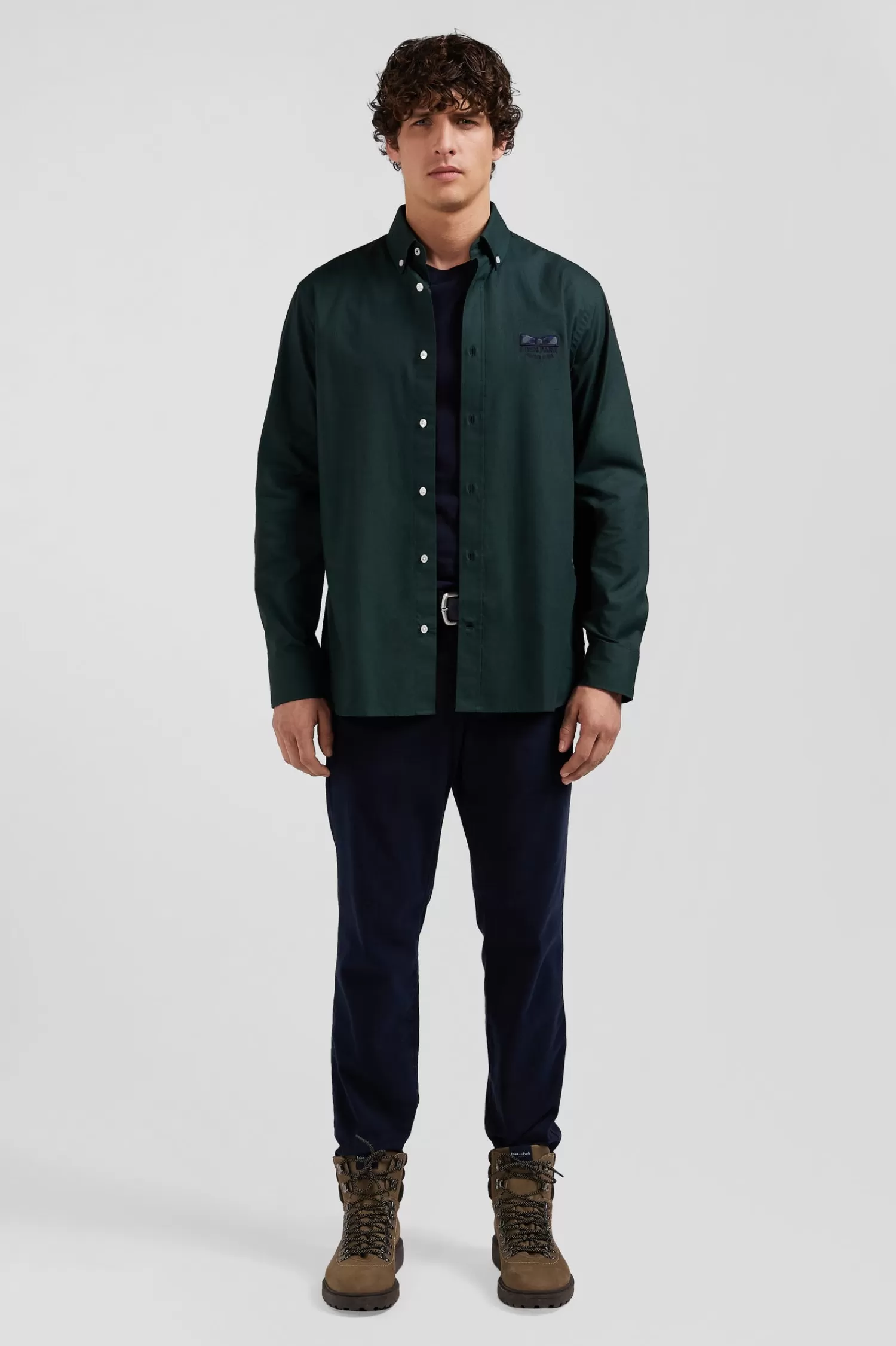 Eden Park Regular green oxford cotton shirt with striped bow tie detail< Shirts