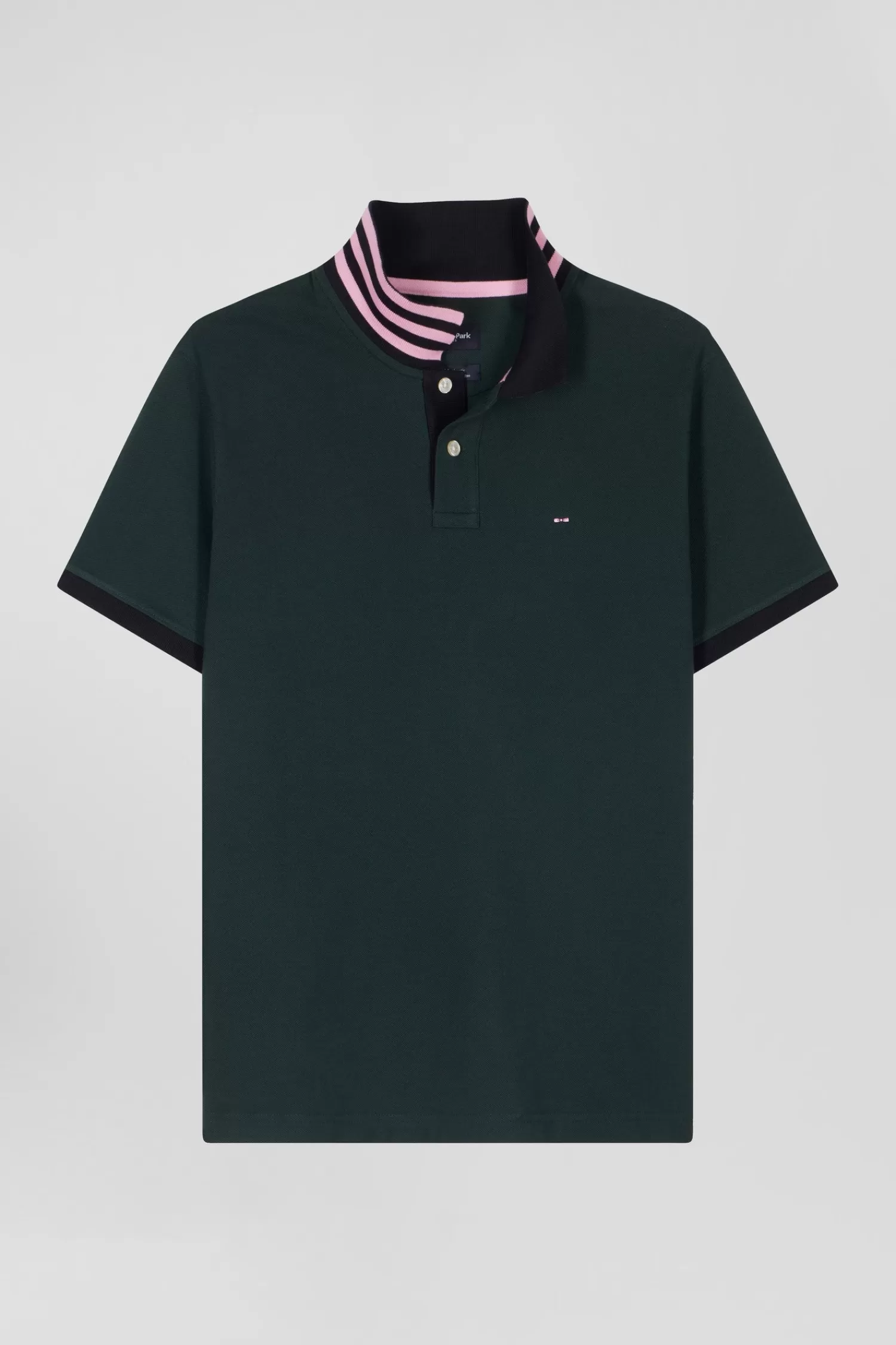 Eden Park Regular green short-sleeved cotton piqué polo shirt< Polos