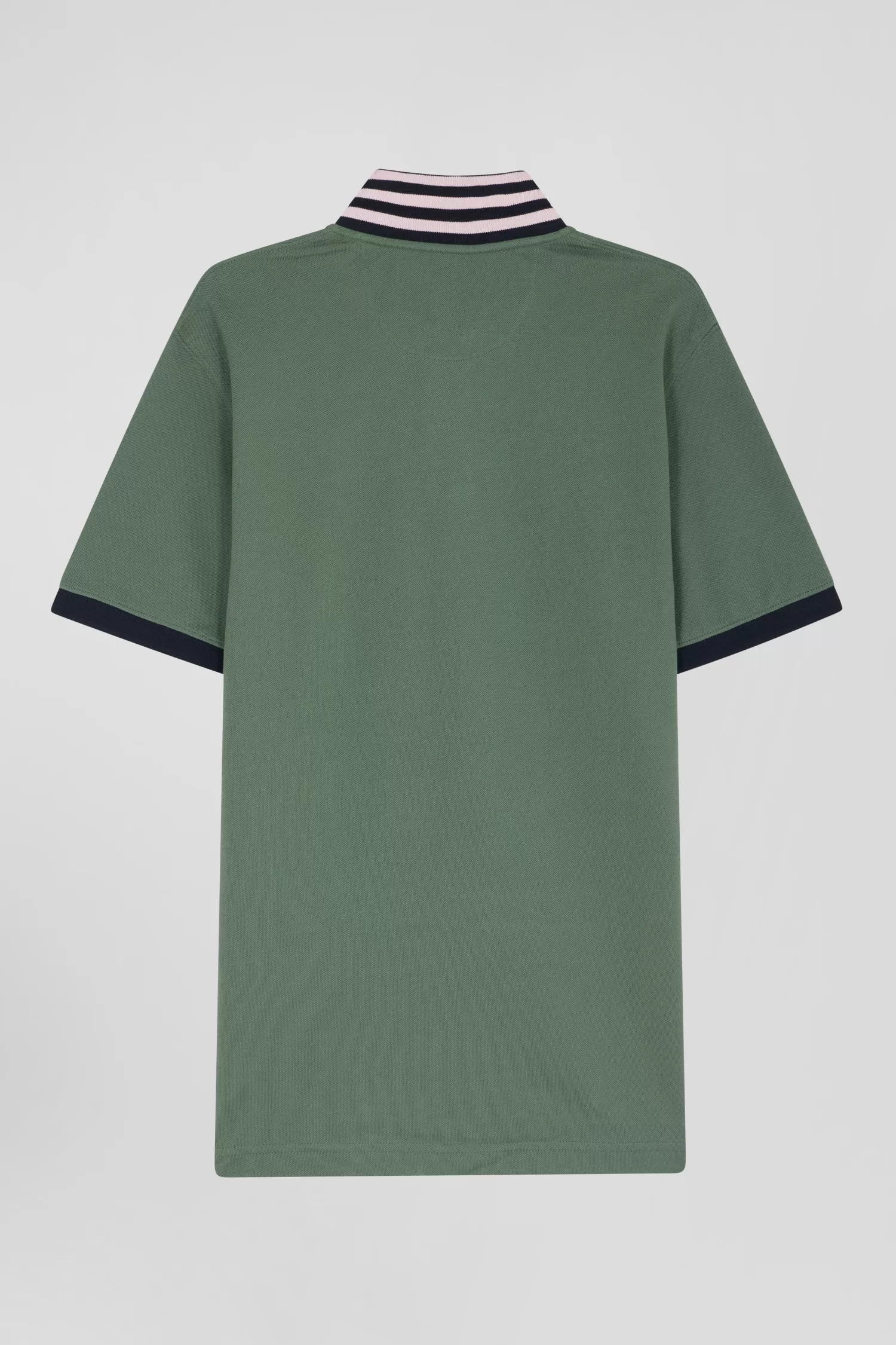 Eden Park Regular green short-sleeved cotton piqué polo shirt with contrasting details< Polos