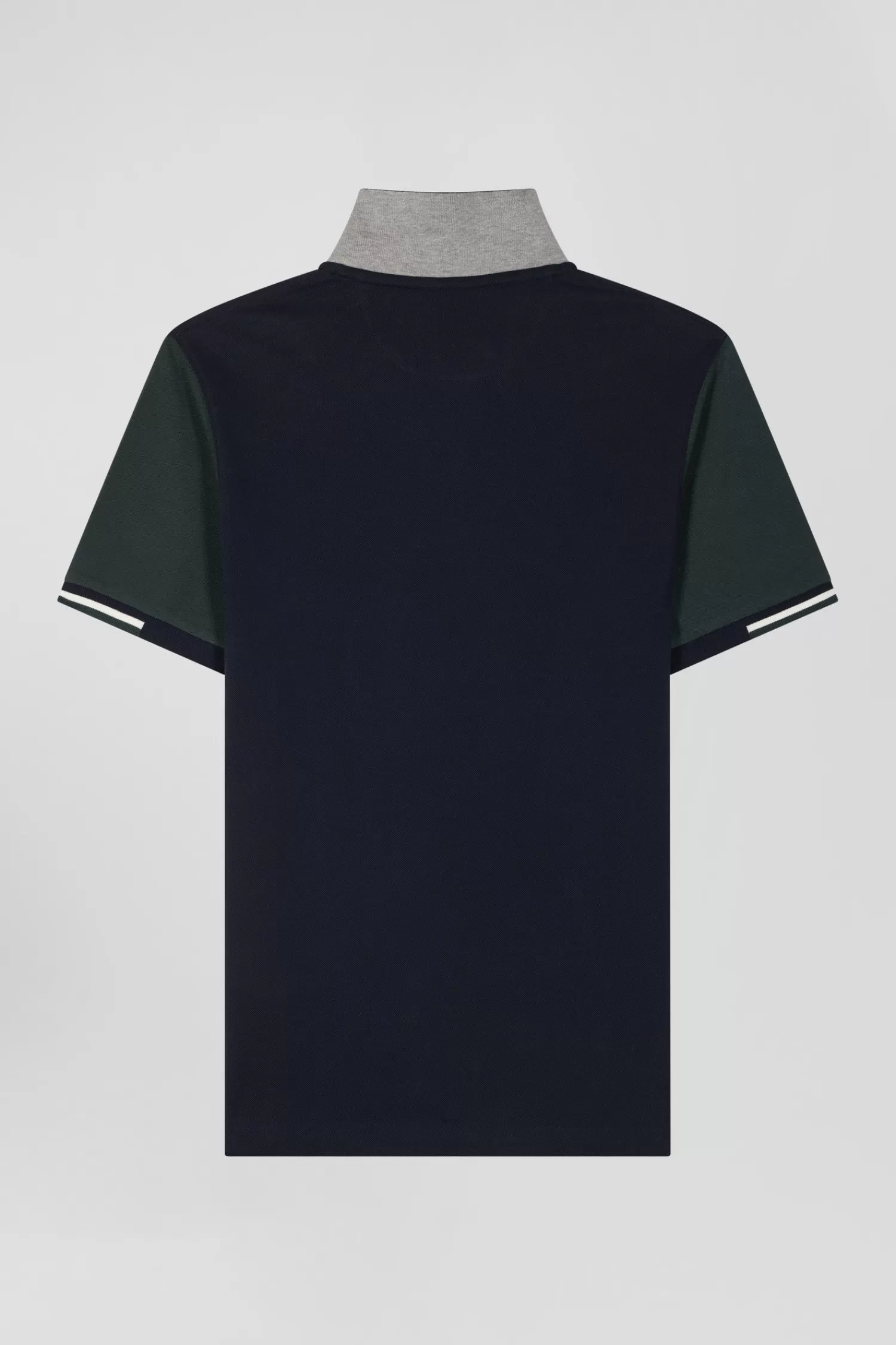 Eden Park Regular green short-sleeved cotton piqué polo shirt with jacquard collar< Polos