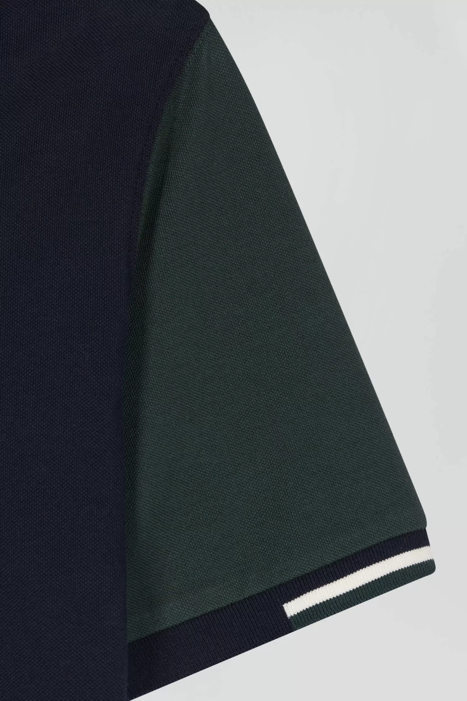 Eden Park Regular green short-sleeved cotton piqué polo shirt with jacquard collar< Polos