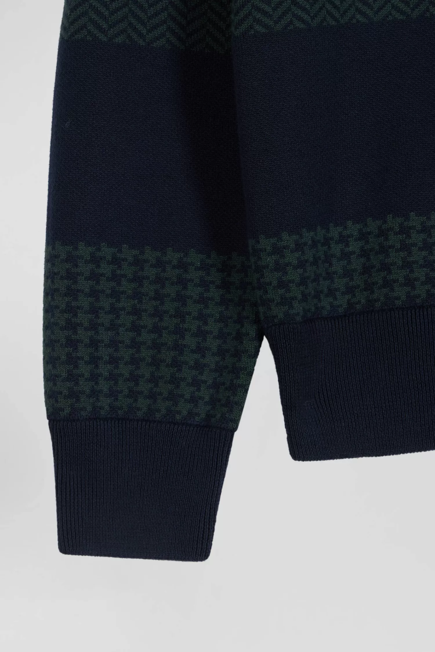 regular_green_striped_cotton_jersey_jumper_with_houndstooth_jacquard_and_and_rugby_shirt_collar_8.webp Eden Park Regular green striped cotton jersey jumper with houndstooth jacquard and and rugby shirt collar< Sweaters