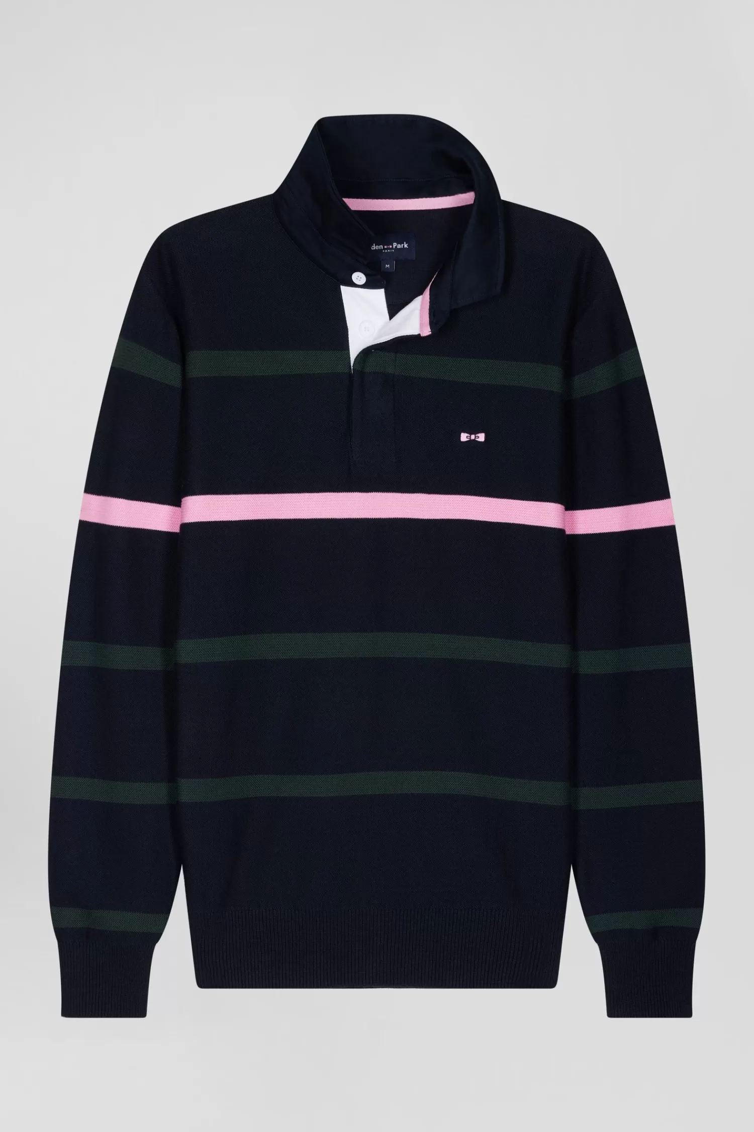 Eden Park Regular green striped cotton polo neck jumper< Sweaters