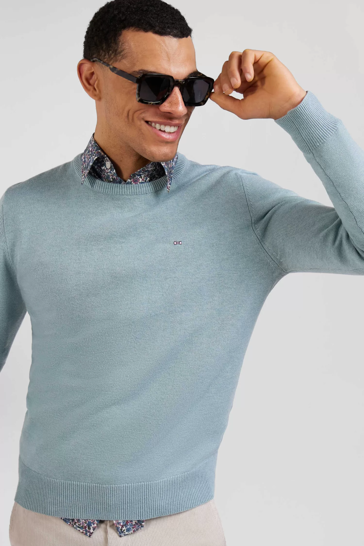 regular_green_wool_and_cotton_crew_neck_jumper_2.webp Eden Park Regular green wool and cotton crew neck jumper< Sweaters