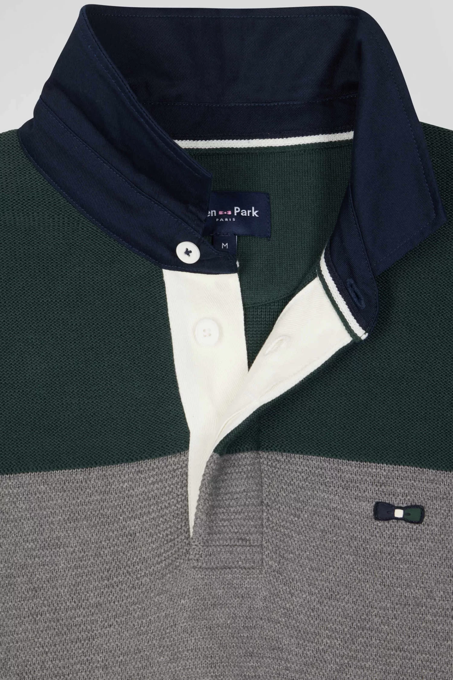 regular_green_wool_and_cotton_jumper_with_knit_patterns_and_rugby_shirt_collar_6.webp Eden Park Regular green wool and cotton jumper with knit patterns and rugby shirt collar< Sweaters
