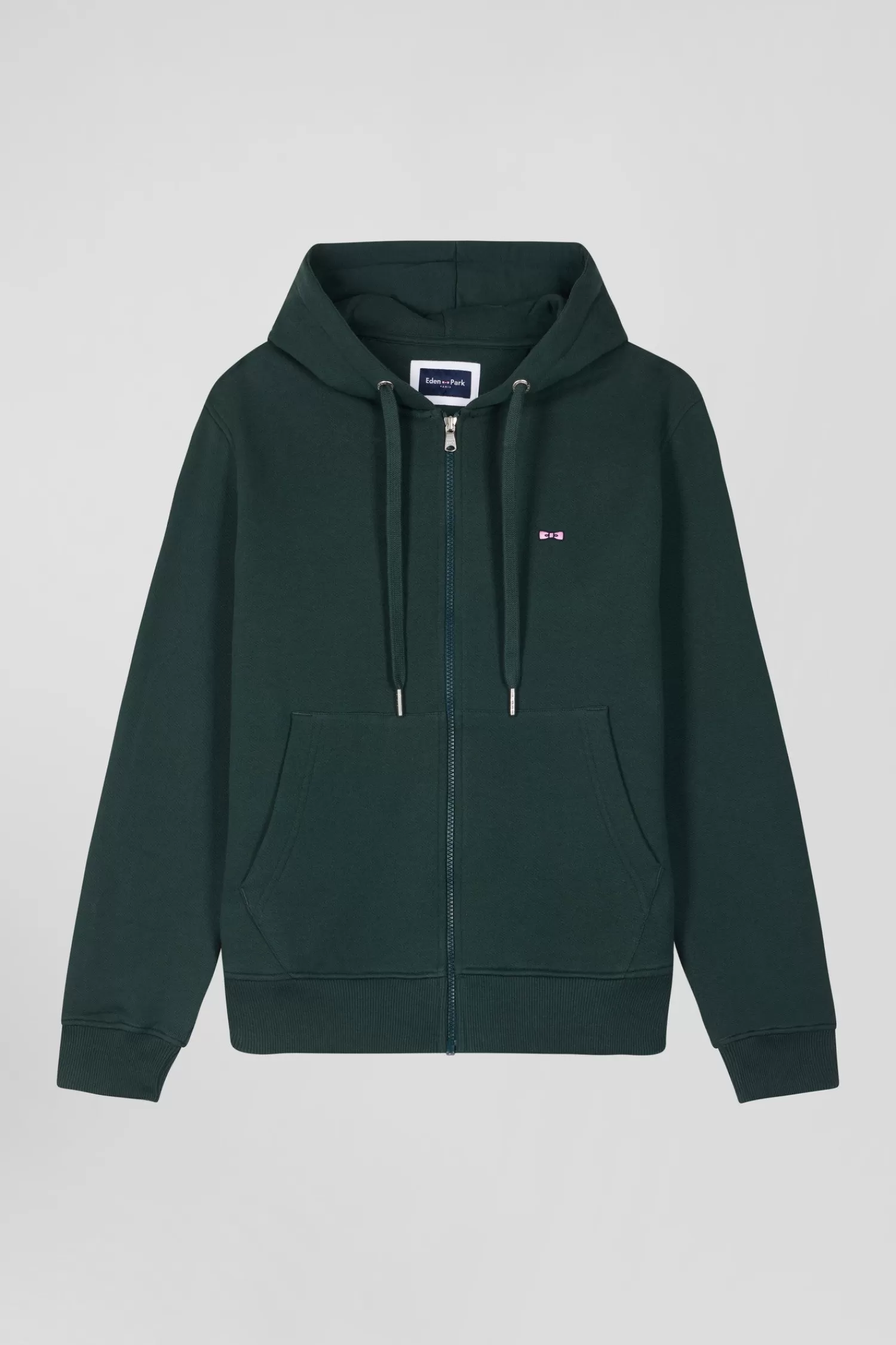 Eden Park Regular green zipped brushed cotton fleece hoodie< Sweatshirts