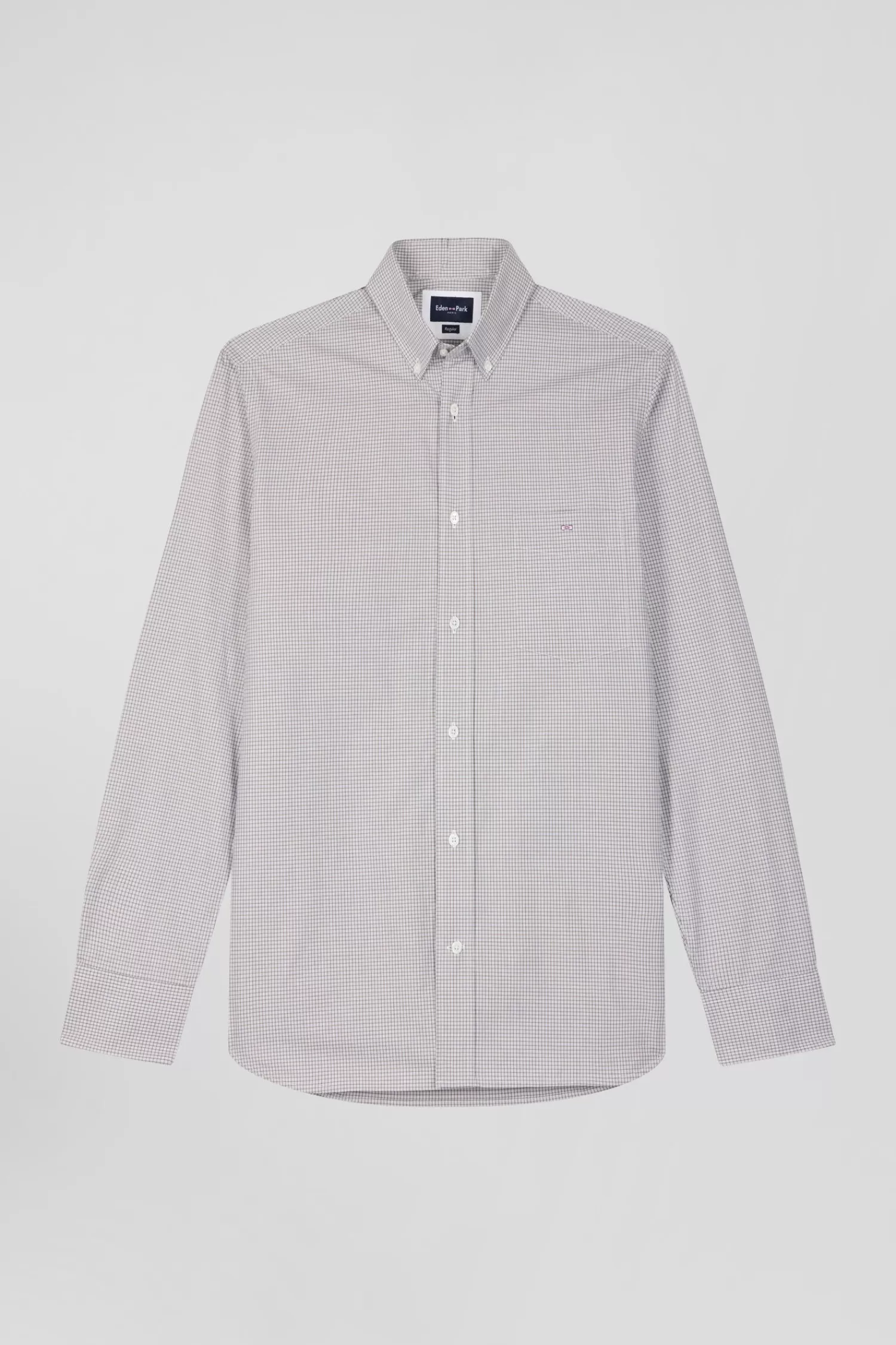 Eden Park Regular greige cotton shirt with micro checks< Shirts