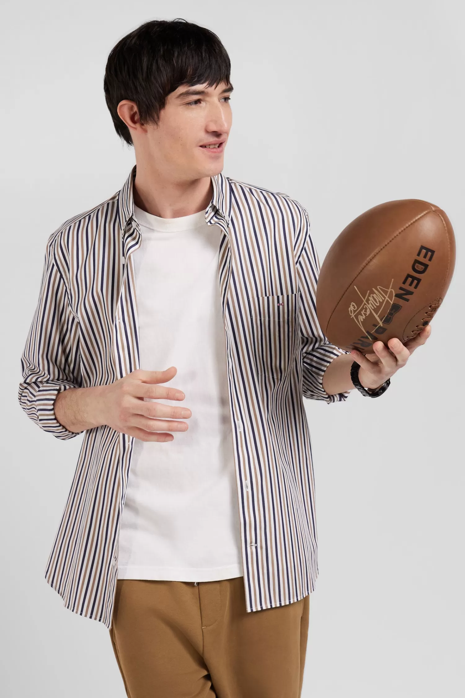 regular_greige_striped_cotton_poplin_shirt_2.webp Eden Park Regular greige striped cotton poplin shirt< Shirts