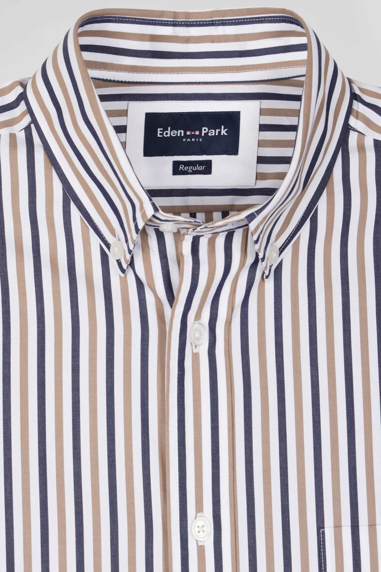 regular_greige_striped_cotton_poplin_shirt_6.webp Eden Park Regular greige striped cotton poplin shirt< Shirts