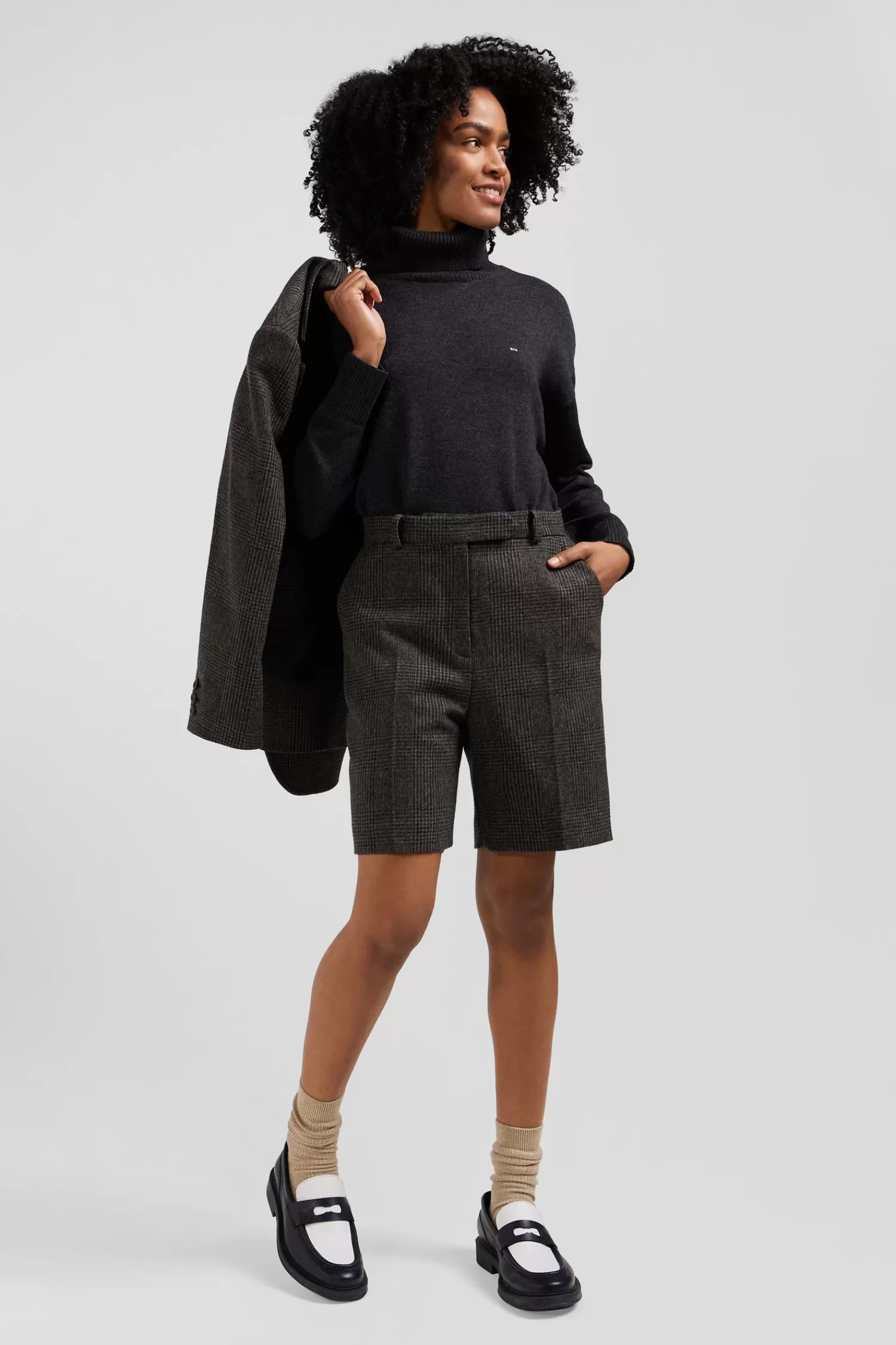 Eden Park Regular grey blended wool shorts<Women Pants
