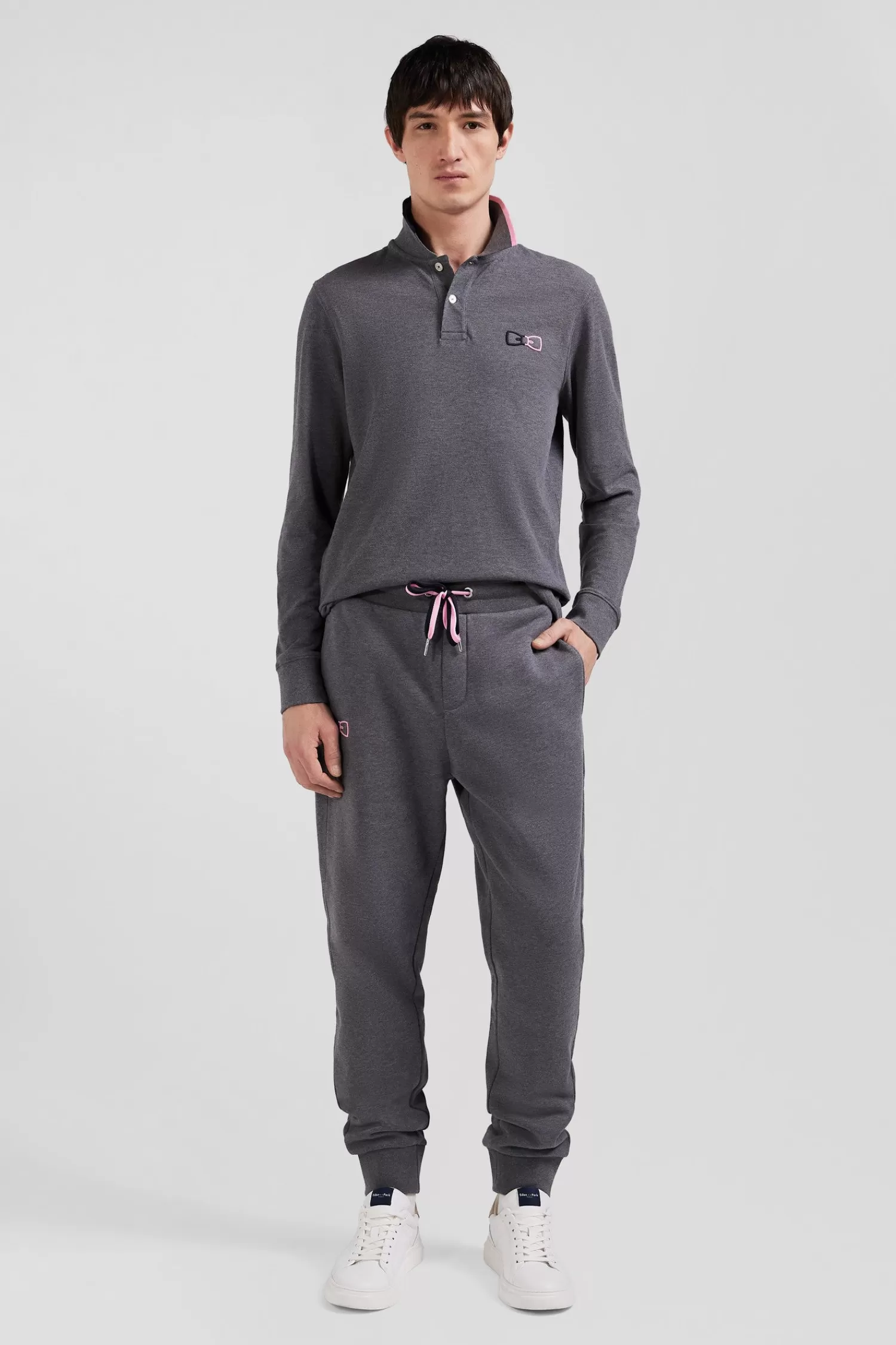 Eden Park Regular grey brushed cotton fleece jogging bottoms< Pants