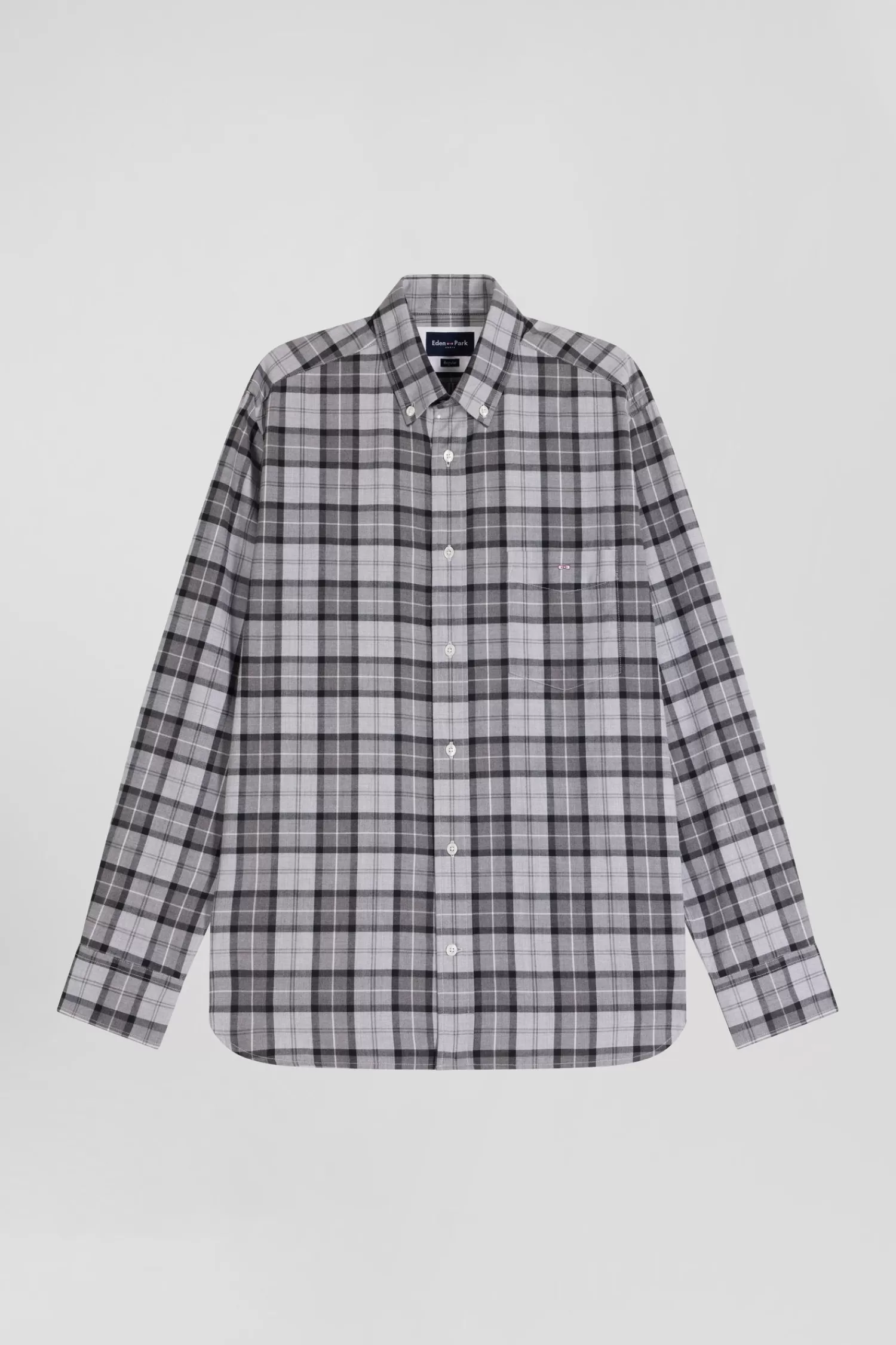 Eden Park Regular grey checked cotton twill shirt< Shirts