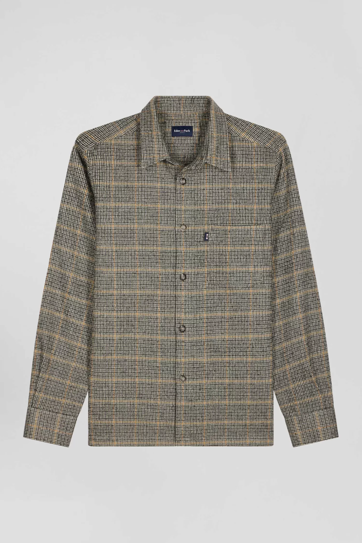 Eden Park Regular grey checked wool and cotton overshirt< Shirts